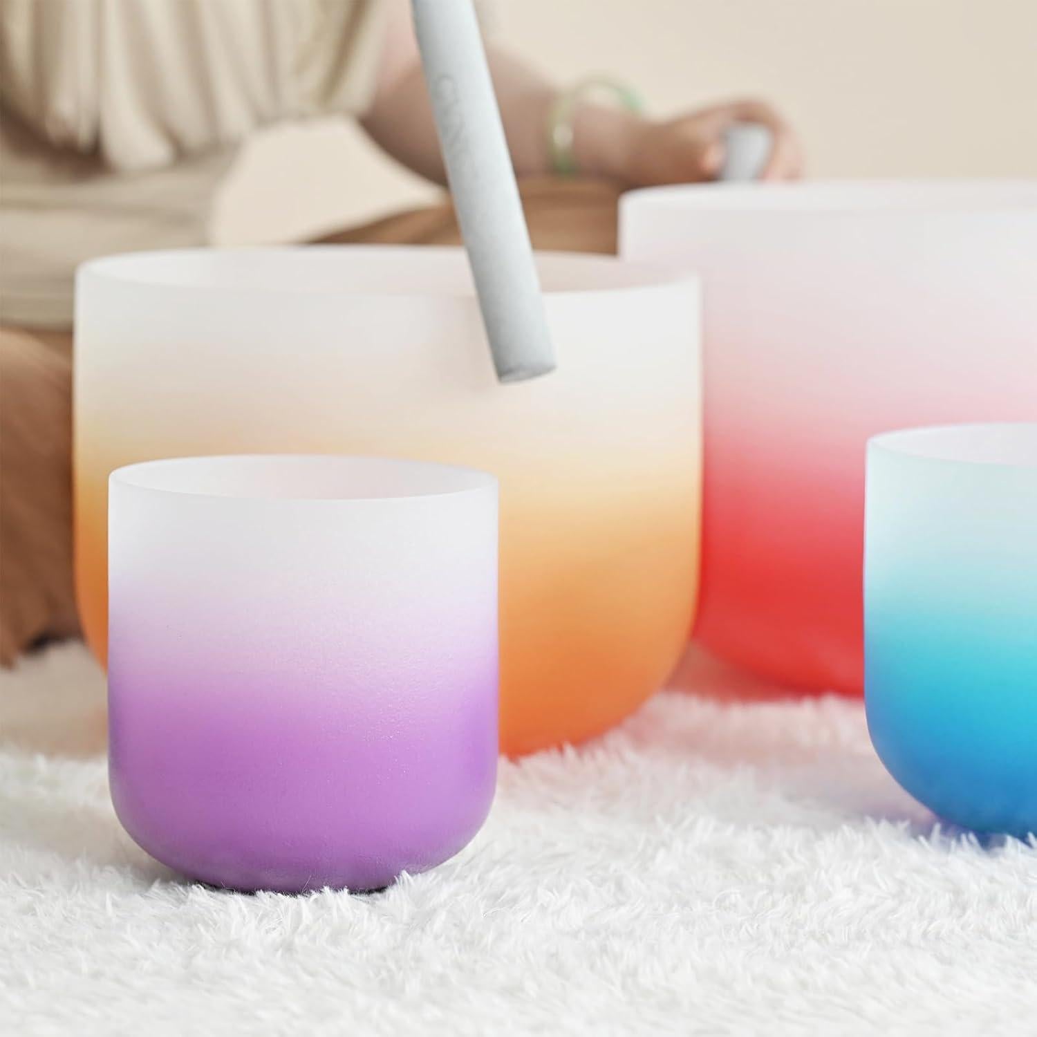 Conjunto de 7 Cuencos de Cuarzo Cristal 432HZ para Meditación