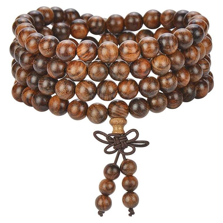 Pulsera Mala de Madera Sándalo 108 Cuentas 8mm Unisex