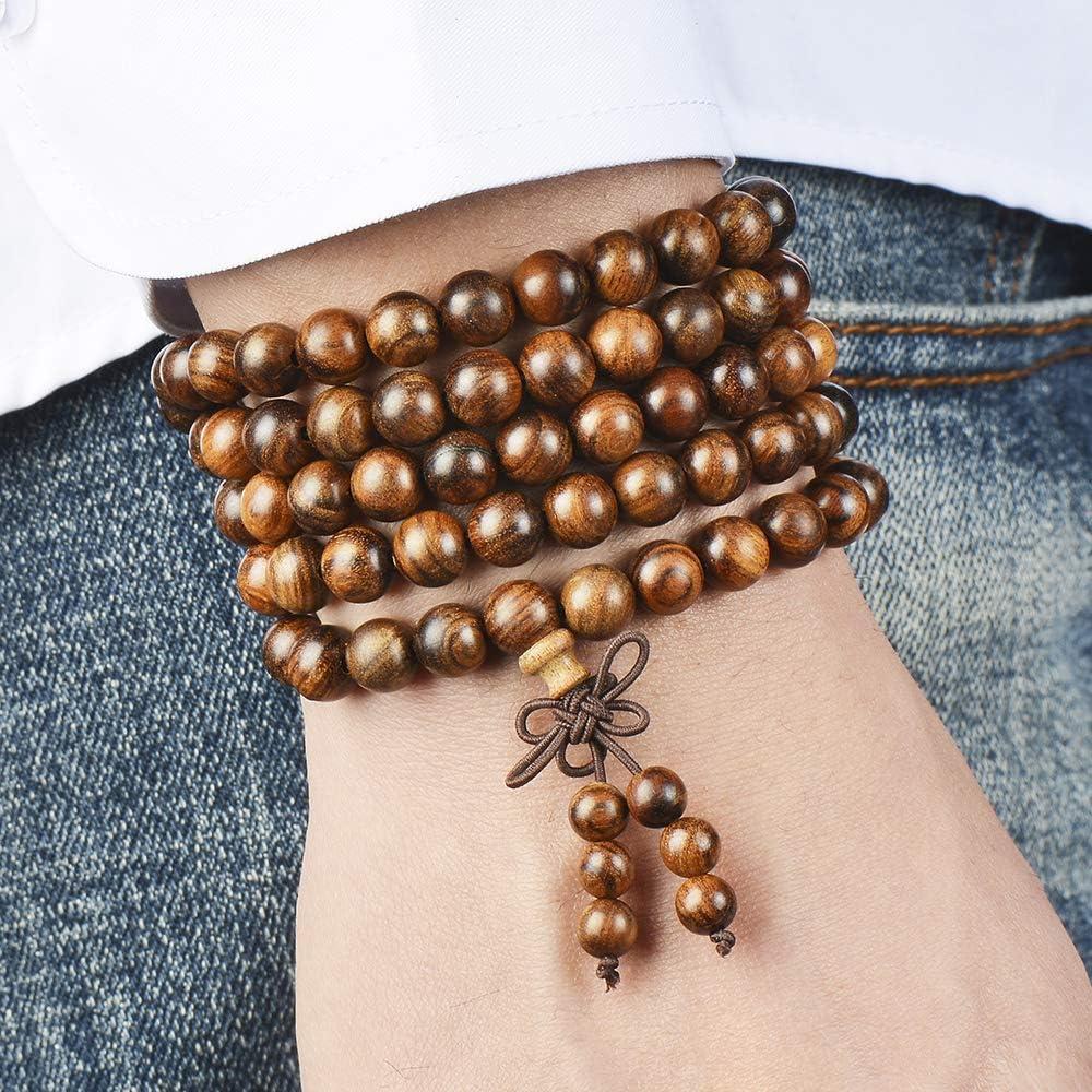 Pulsera Mala de Madera Sándalo 108 Cuentas 8mm Unisex