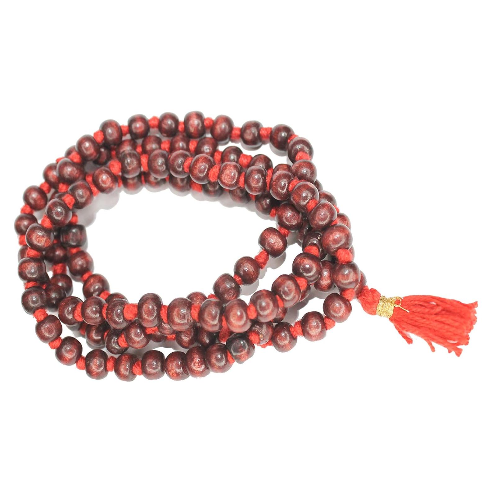 Collar Japa Mala de Madera de Rosa 108+1 Cuentas Meditación
