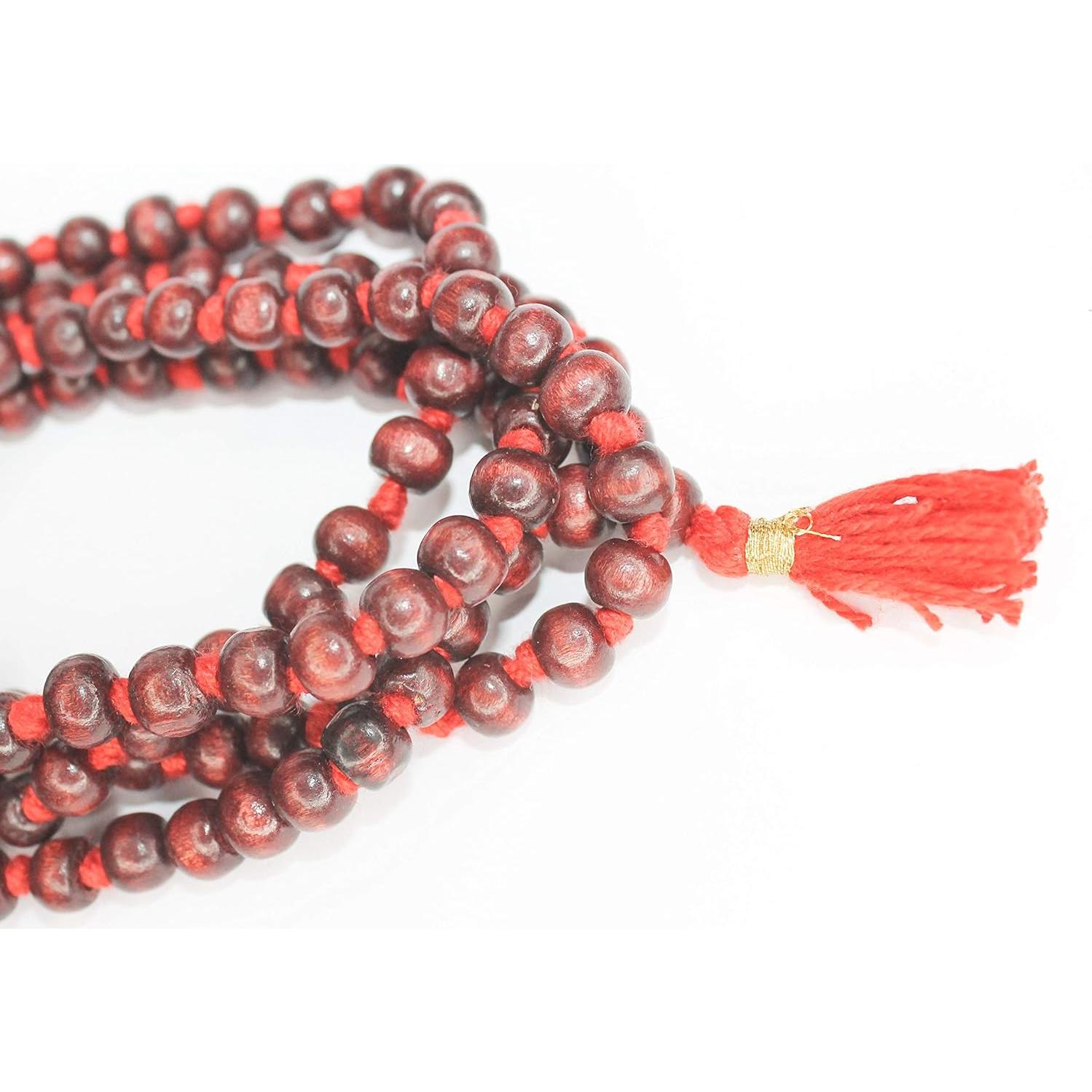 Collar Japa Mala de Madera de Rosa 108+1 Cuentas Meditación