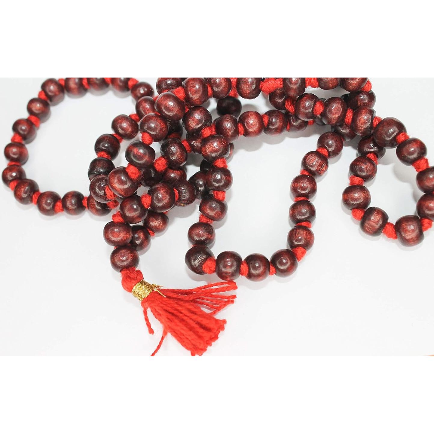 Collar Japa Mala de Madera de Rosa 108+1 Cuentas Meditación