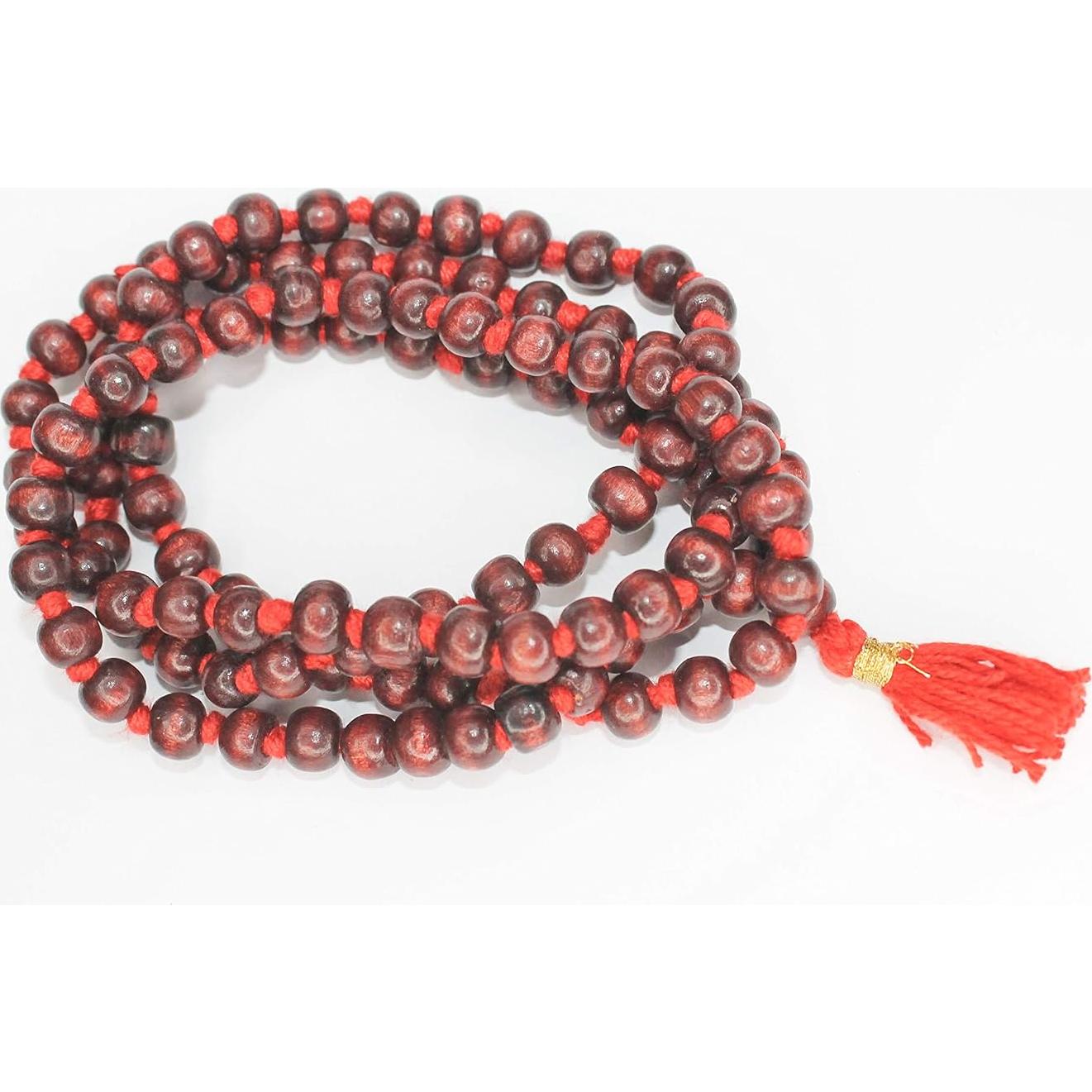 Collar Japa Mala de Madera de Rosa 108+1 Cuentas Meditación