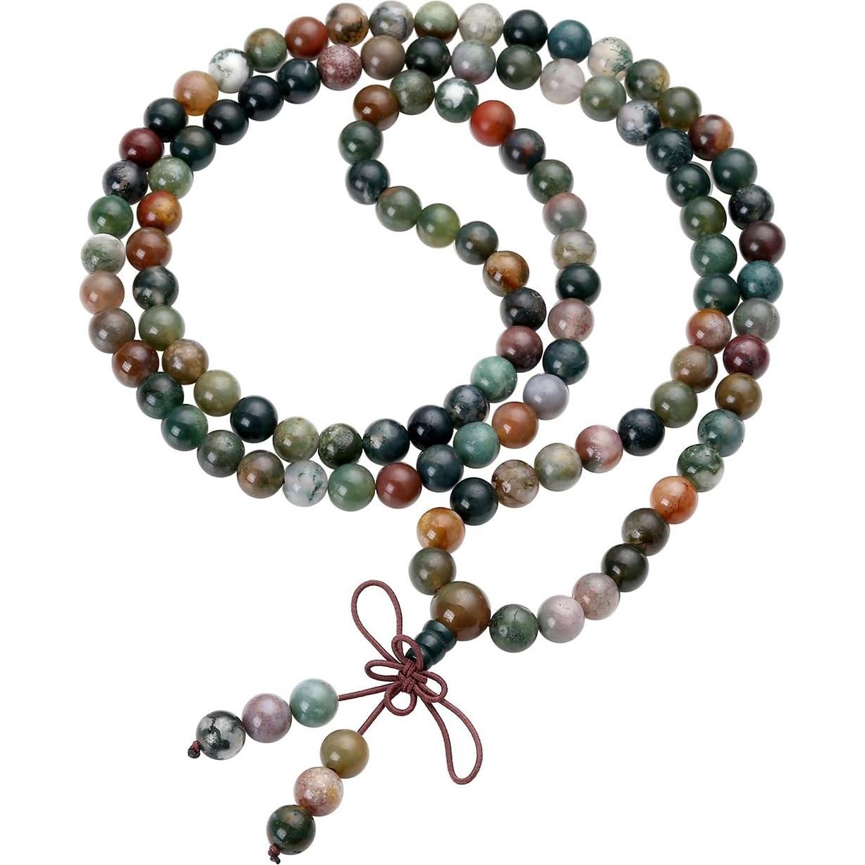 Pulsera Mala 108 Cuentas Ágata India Natural Jovivi 8mm