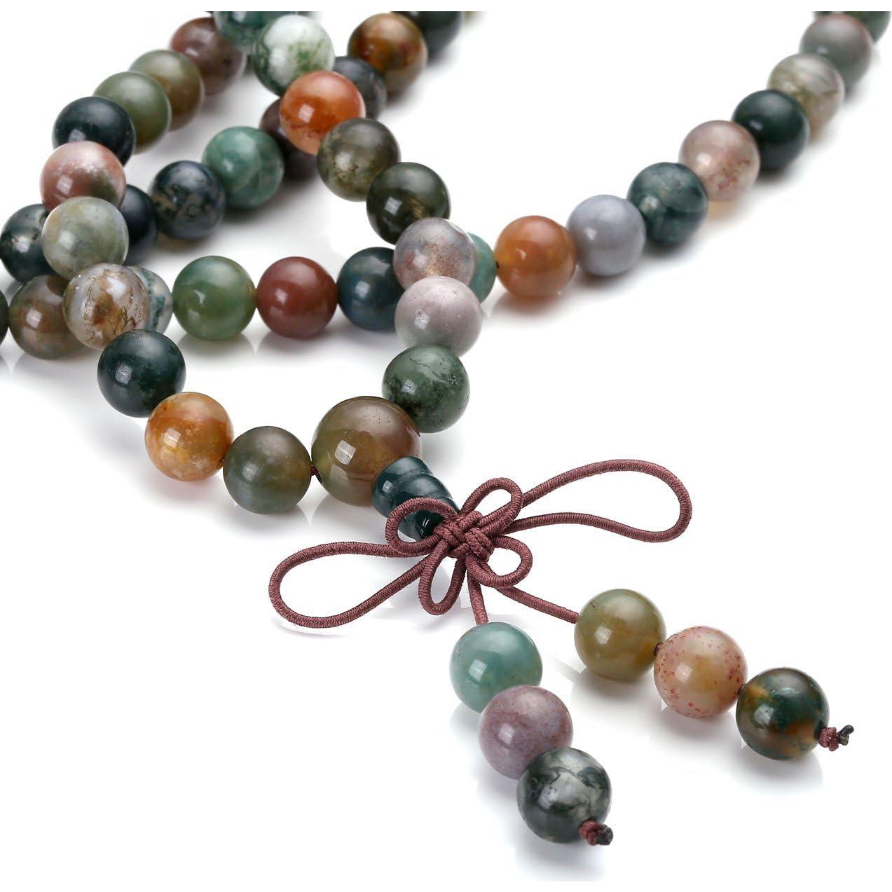 Pulsera Mala 108 Cuentas Ágata India Natural Jovivi 8mm