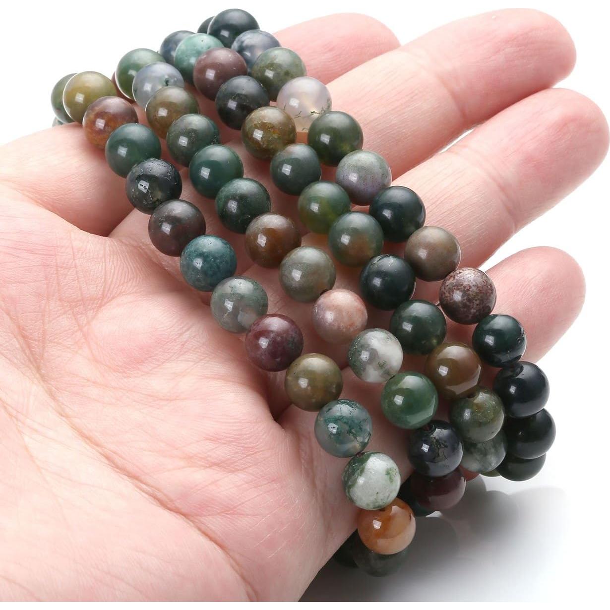 Pulsera Mala 108 Cuentas Ágata India Natural Jovivi 8mm