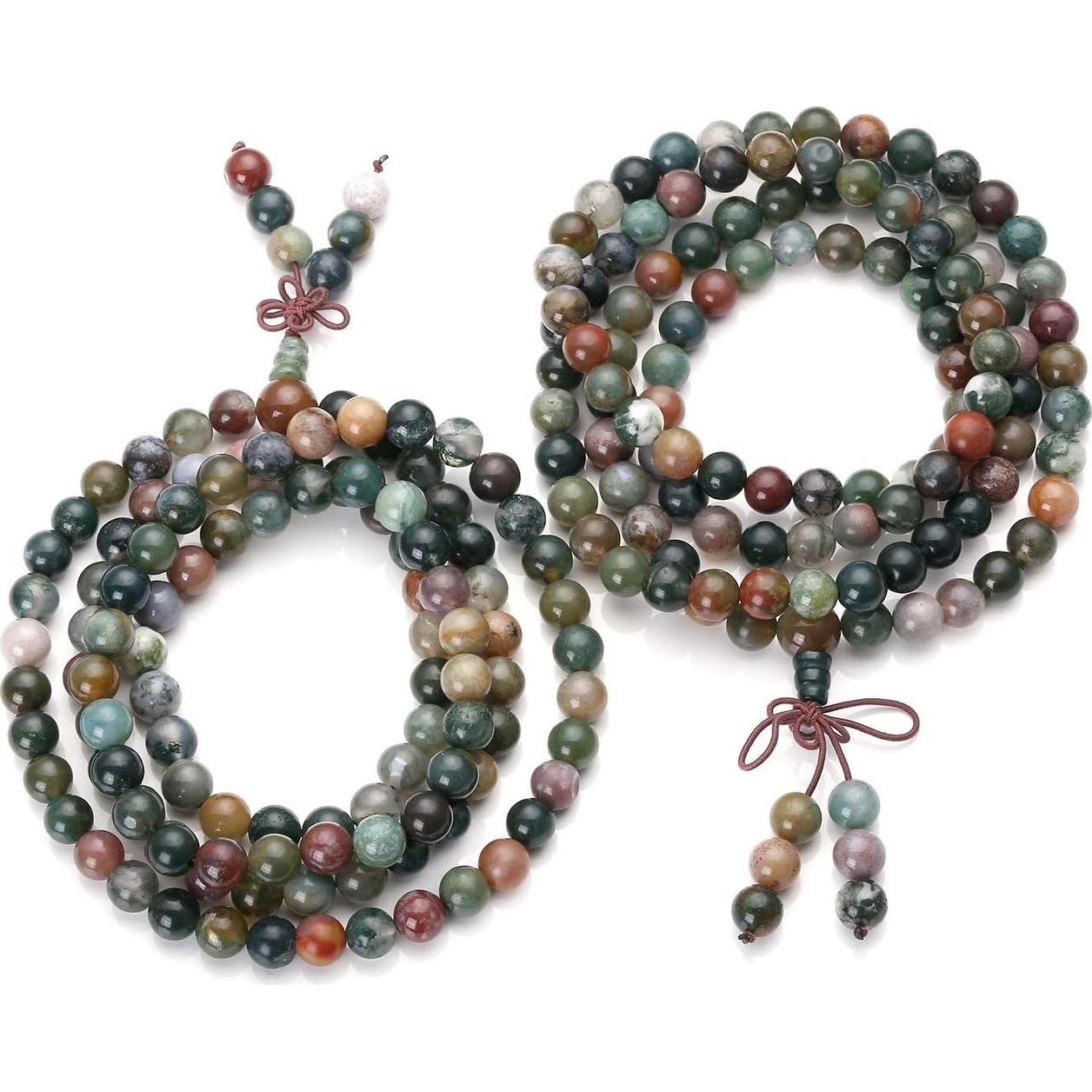 Pulsera Mala 108 Cuentas Ágata India Natural Jovivi 8mm