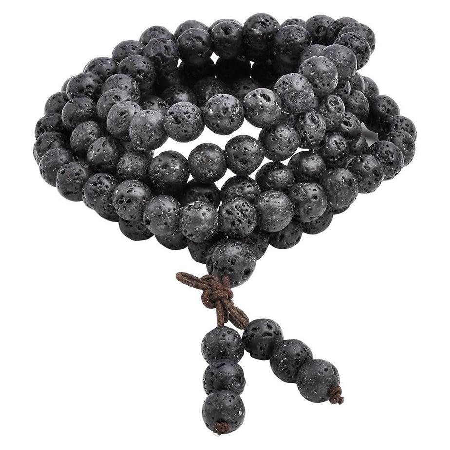 Collar y Pulsera Mala JOVIVI 108 Cuentas de Lava 8mm Unisex