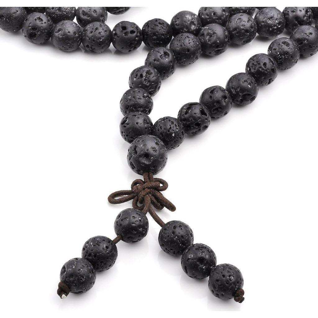 Collar y Pulsera Mala JOVIVI 108 Cuentas de Lava 8mm Unisex