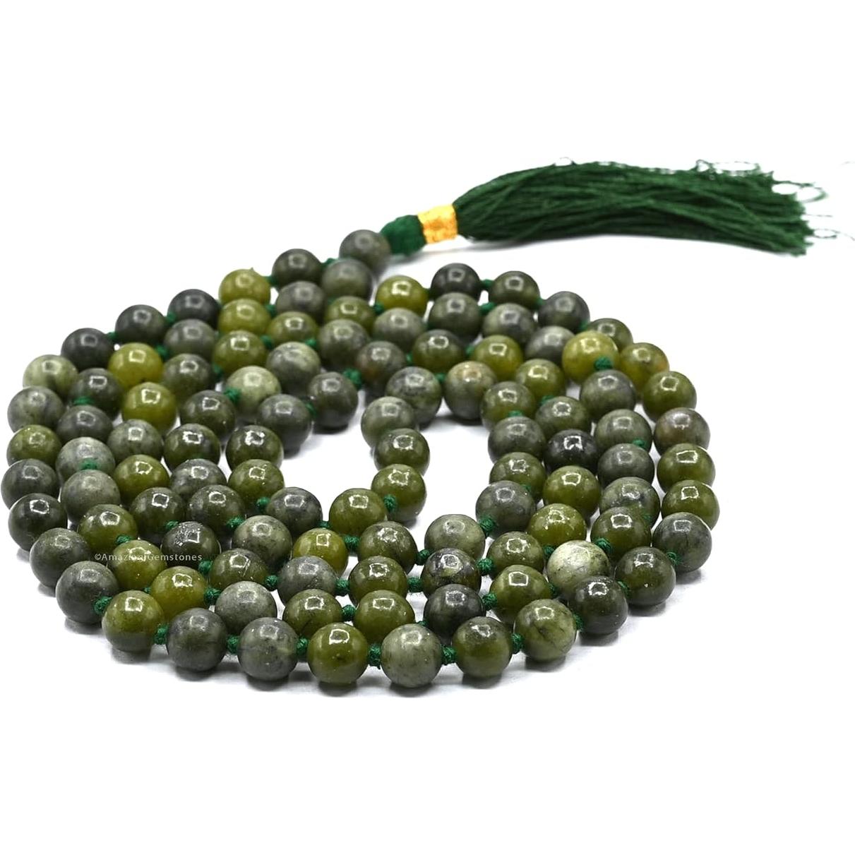 Mala de Oración Jade Verde 108 Cuentas 8 mm Anudado a Mano
