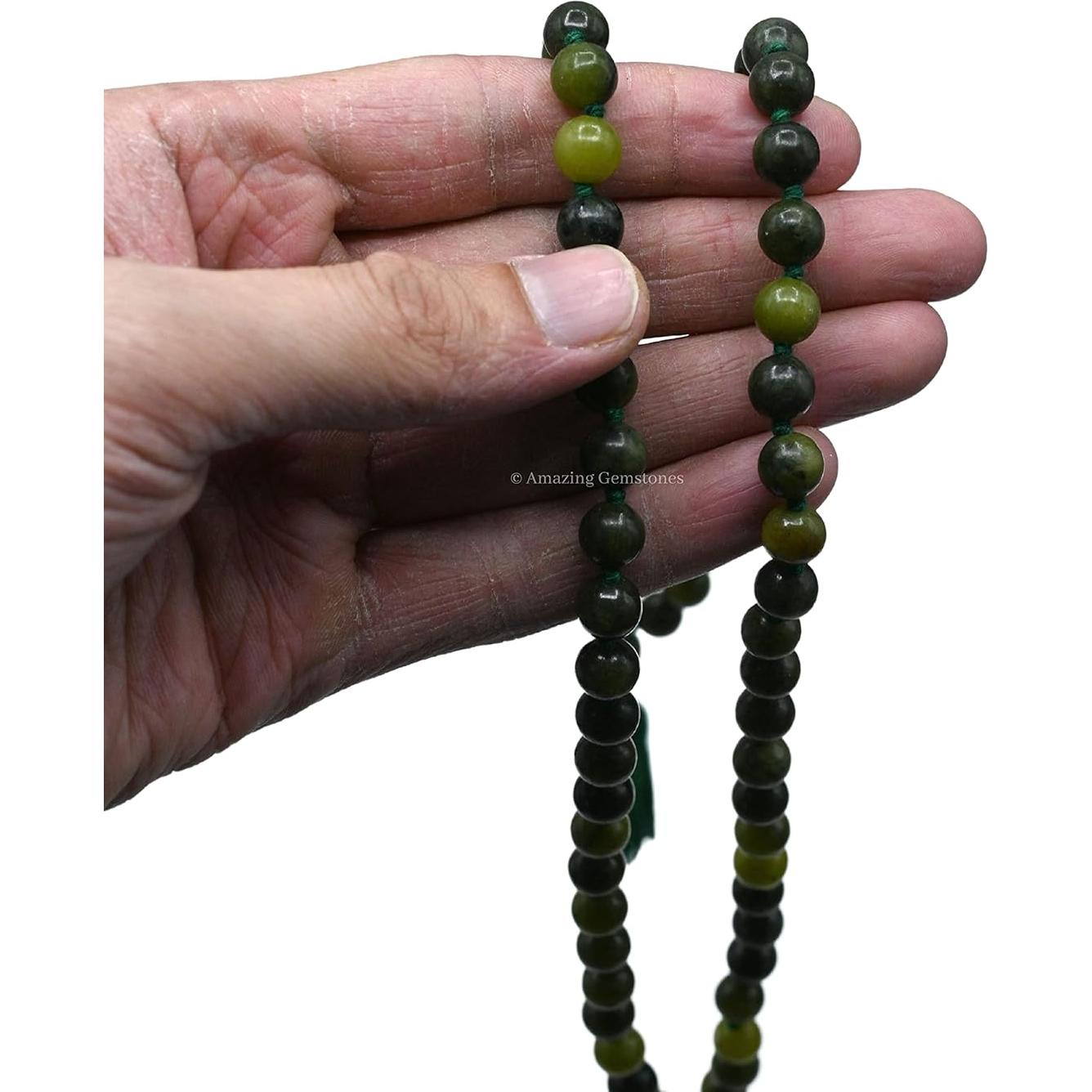 Mala de Oración Jade Verde 108 Cuentas 8 mm Anudado a Mano