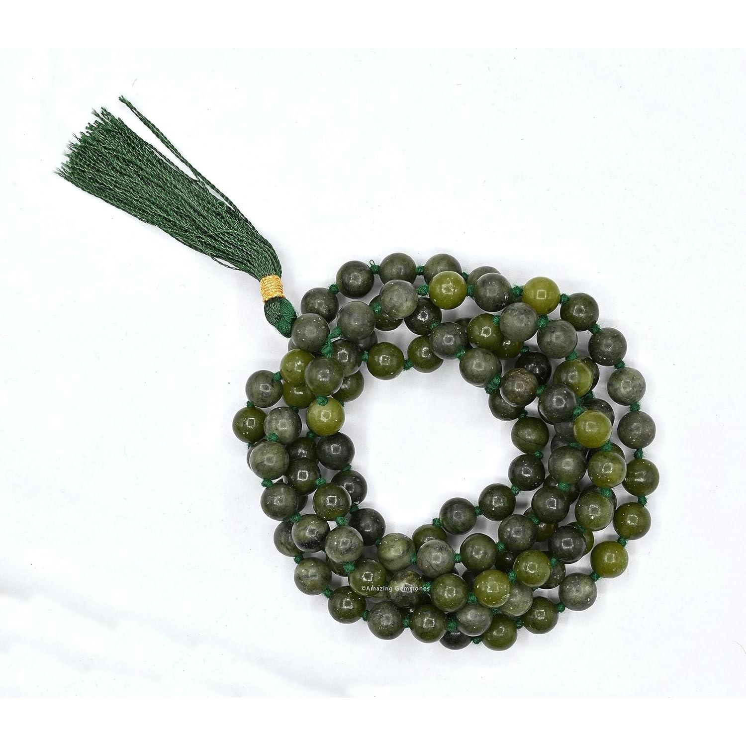 Mala de Oración Jade Verde 108 Cuentas 8 mm Anudado a Mano