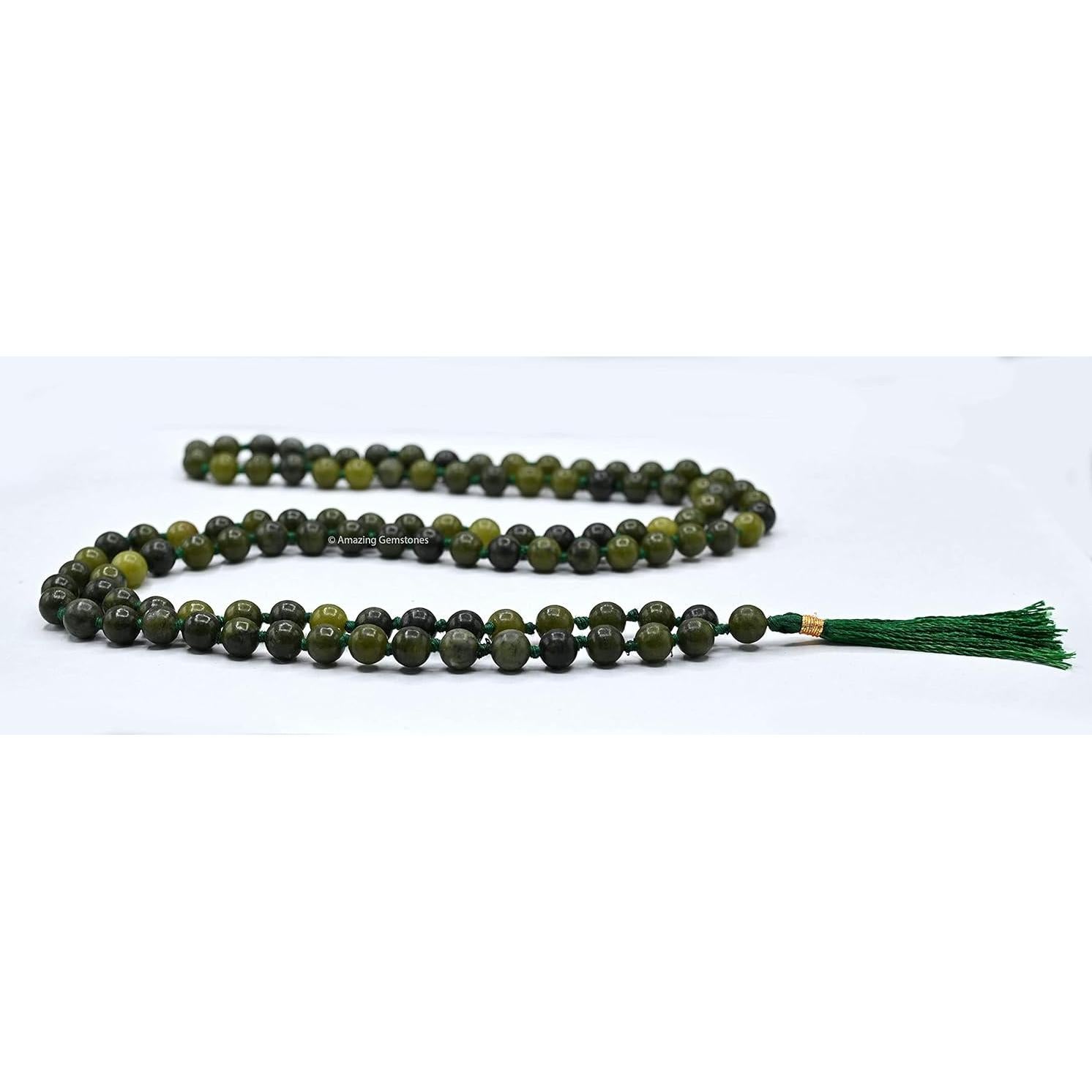 Mala de Oración Jade Verde 108 Cuentas 8 mm Anudado a Mano