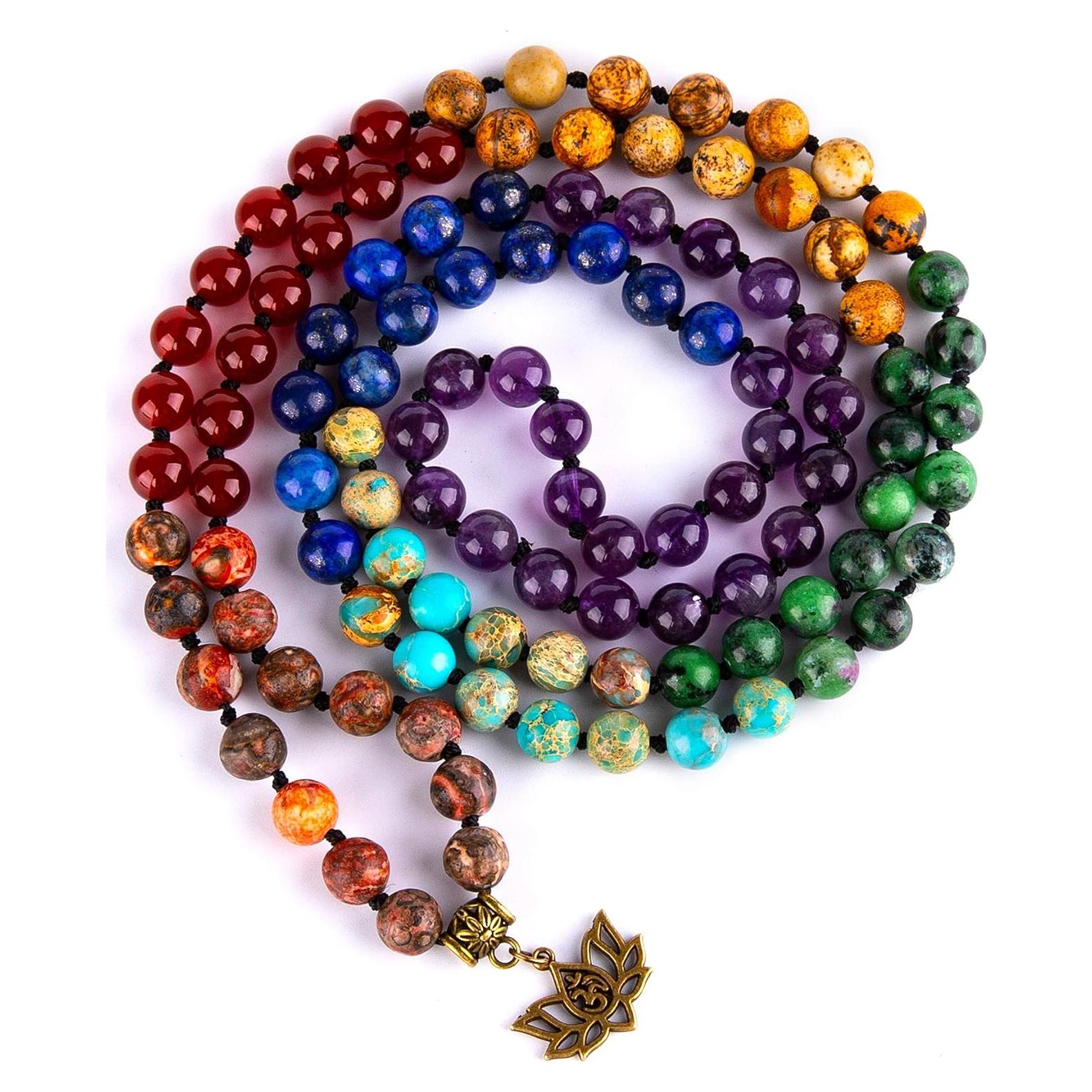 Bivei Pulsera Mala 108 Perlas de Chakra para Meditación