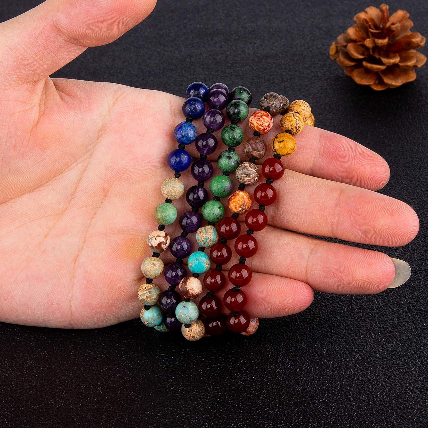 Bivei Pulsera Mala 108 Perlas de Chakra para Meditación