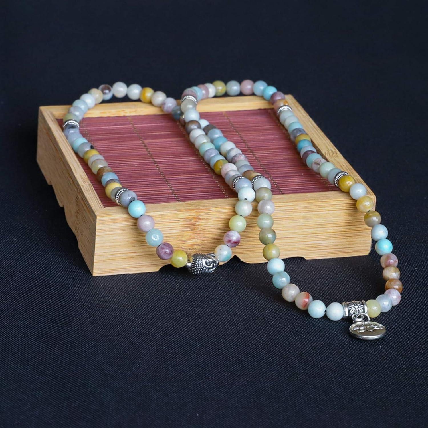 Collar de cuentas mala Bivei 108 Amazonita para meditación
