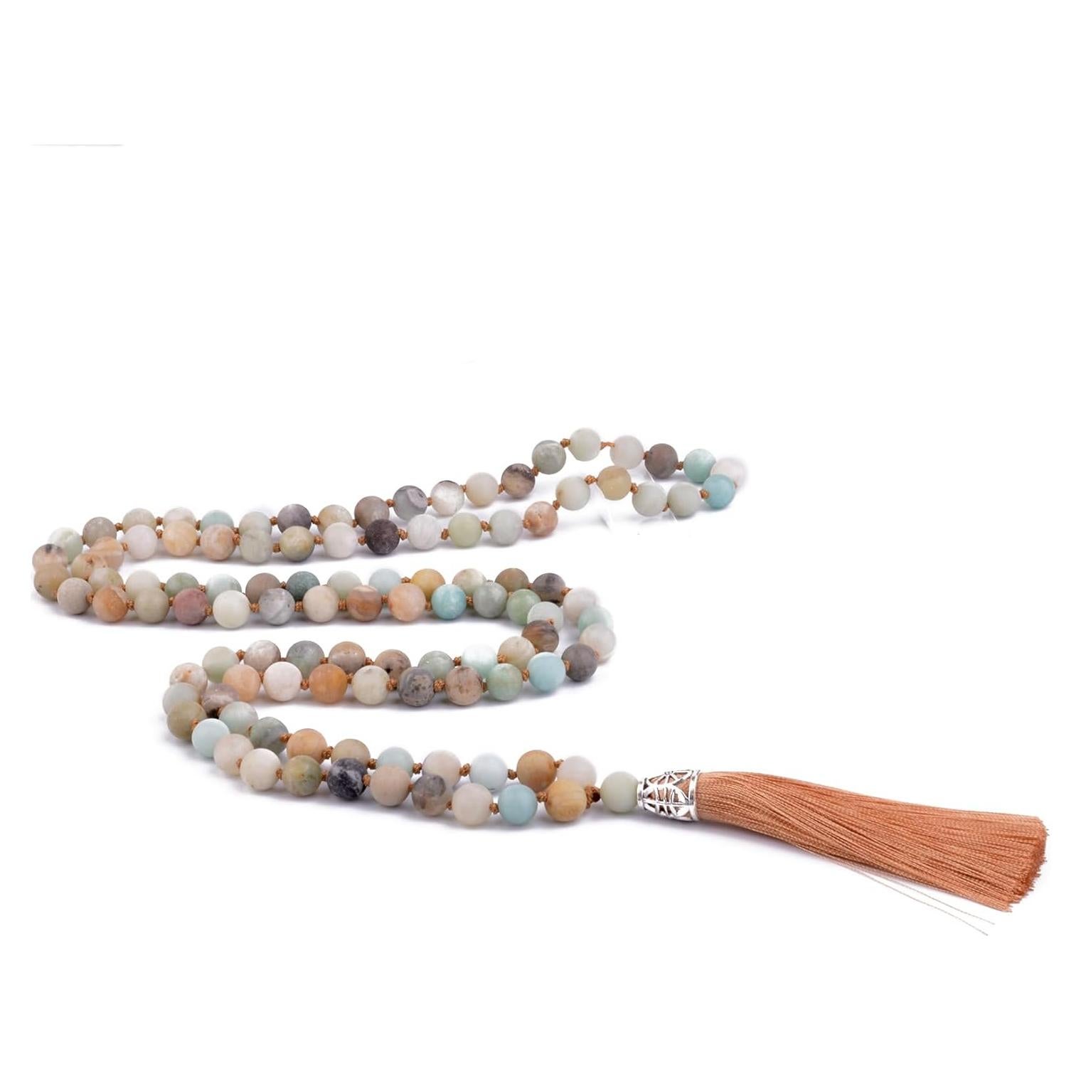 Collar Japamala 108 Cuentas de Amazonita KIKILA Hecho a Mano