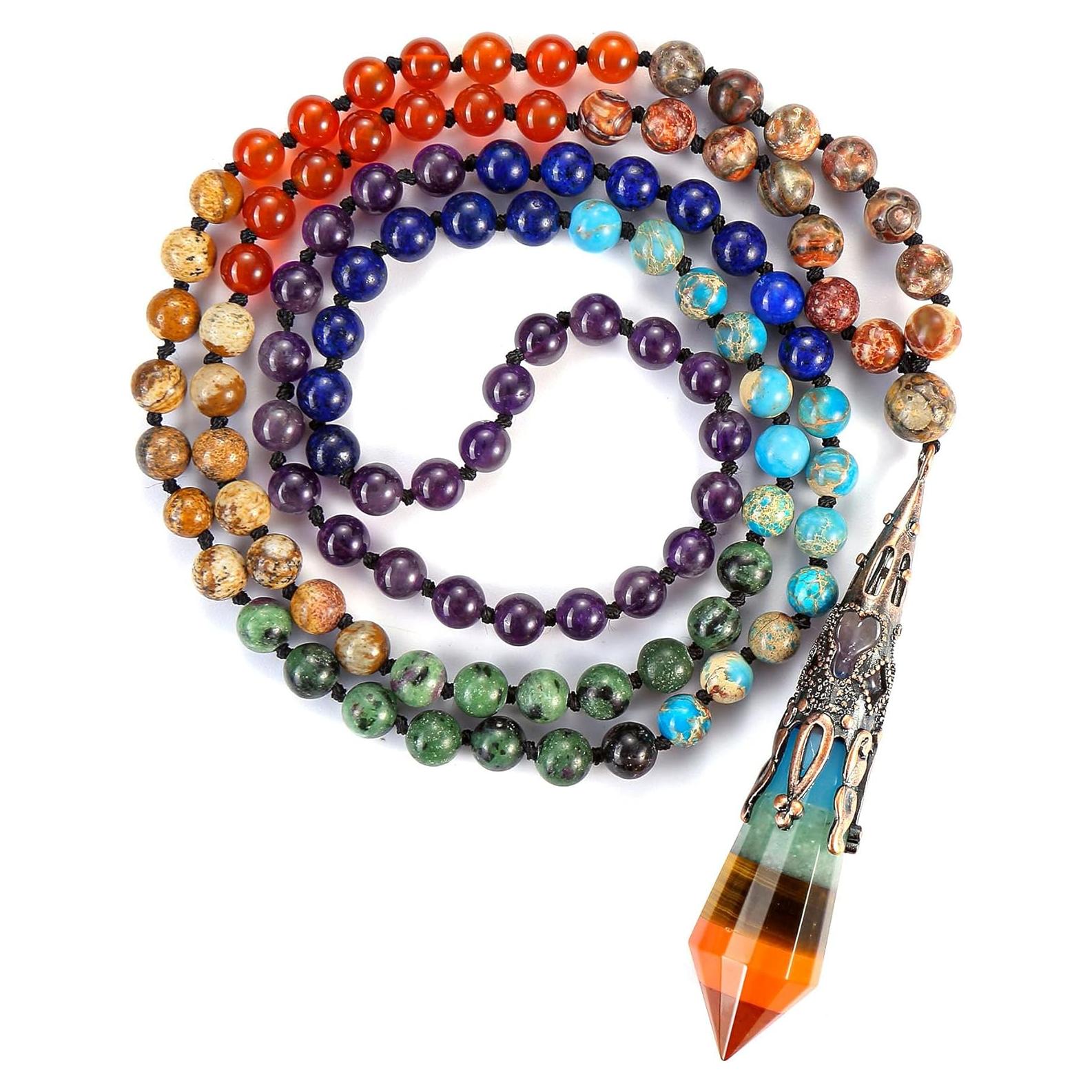 Collar de cuentas de mala 7 Chakras GEHECRST 108 piezas 71 cm