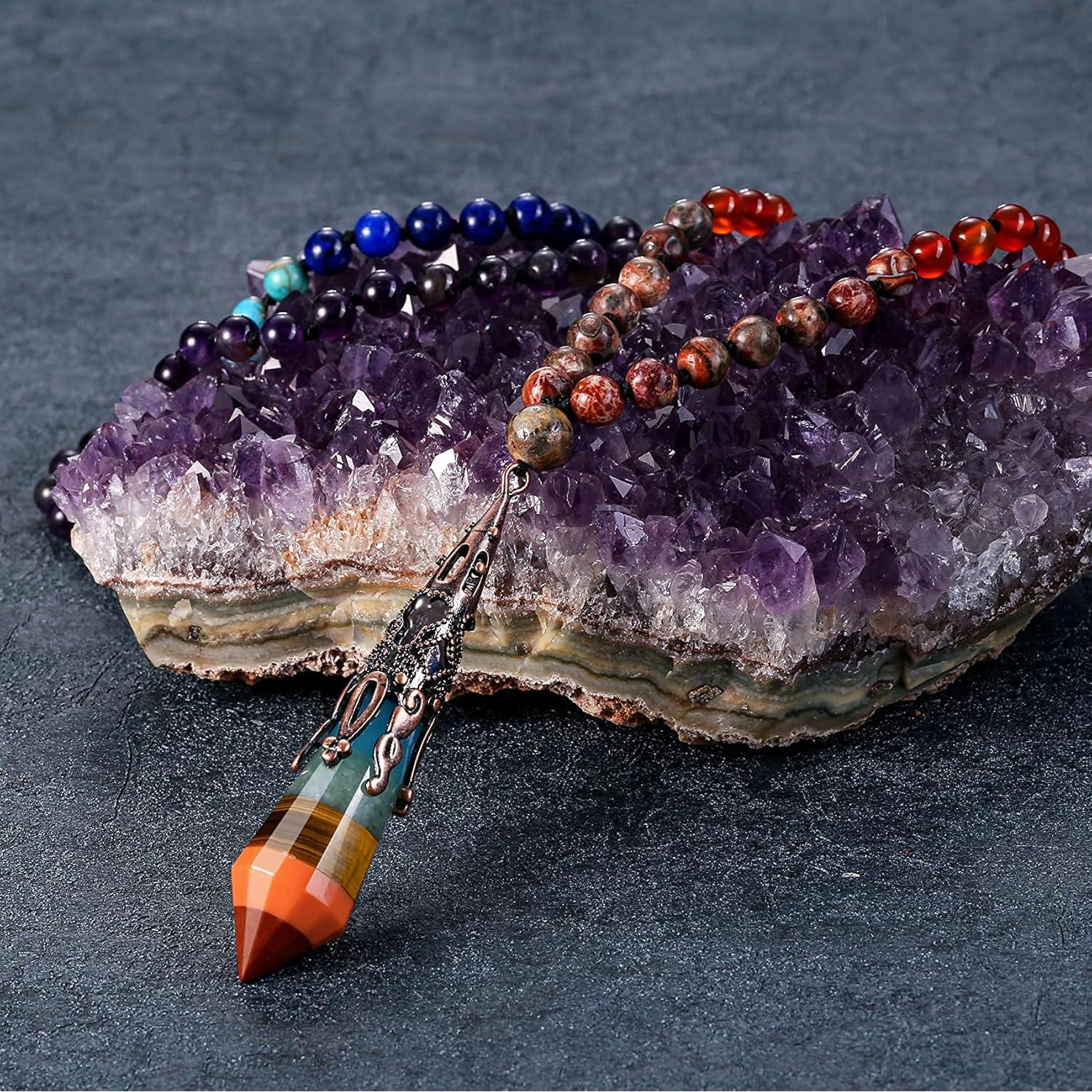 Collar de cuentas de mala 7 Chakras GEHECRST 108 piezas 71 cm