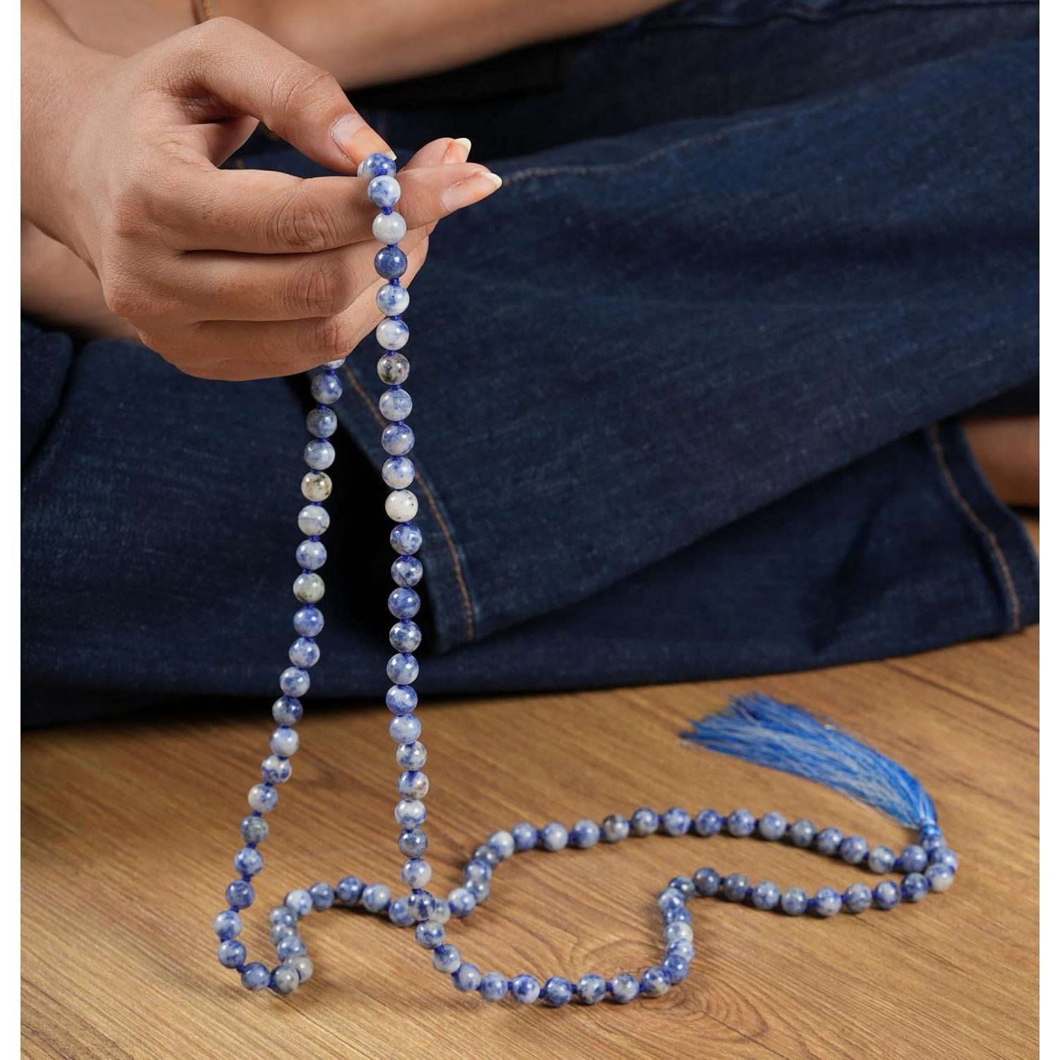 Collar Mala de Lapislázuli 108 Cuentas 8mm Hecho a Mano