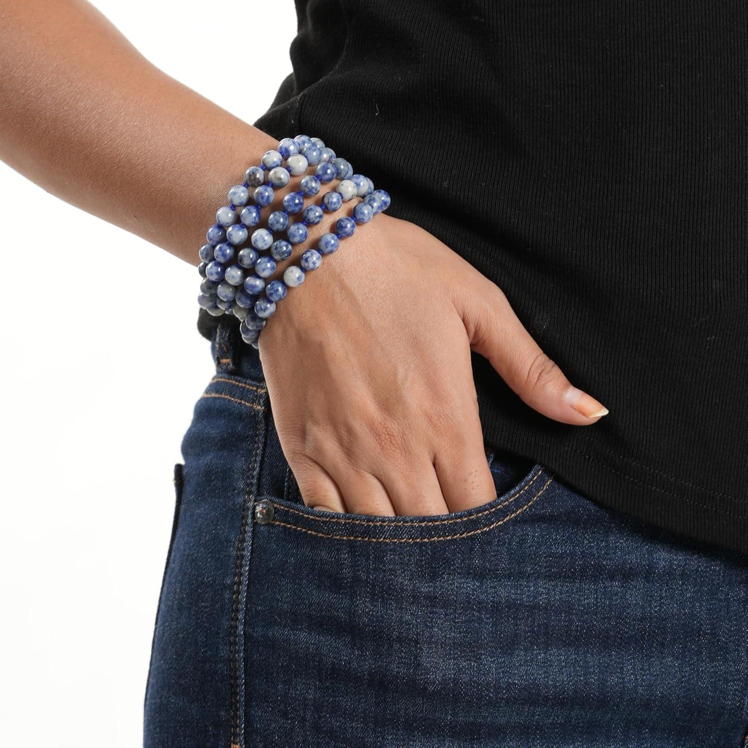 Collar Mala de Lapislázuli 108 Cuentas 8mm Hecho a Mano