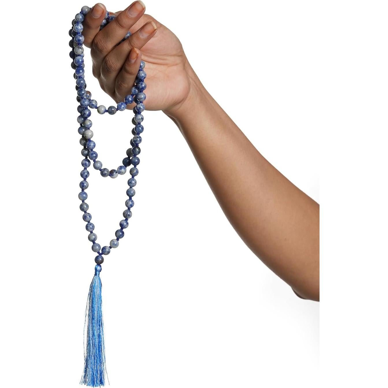 Collar Mala de Lapislázuli 108 Cuentas 8mm Hecho a Mano