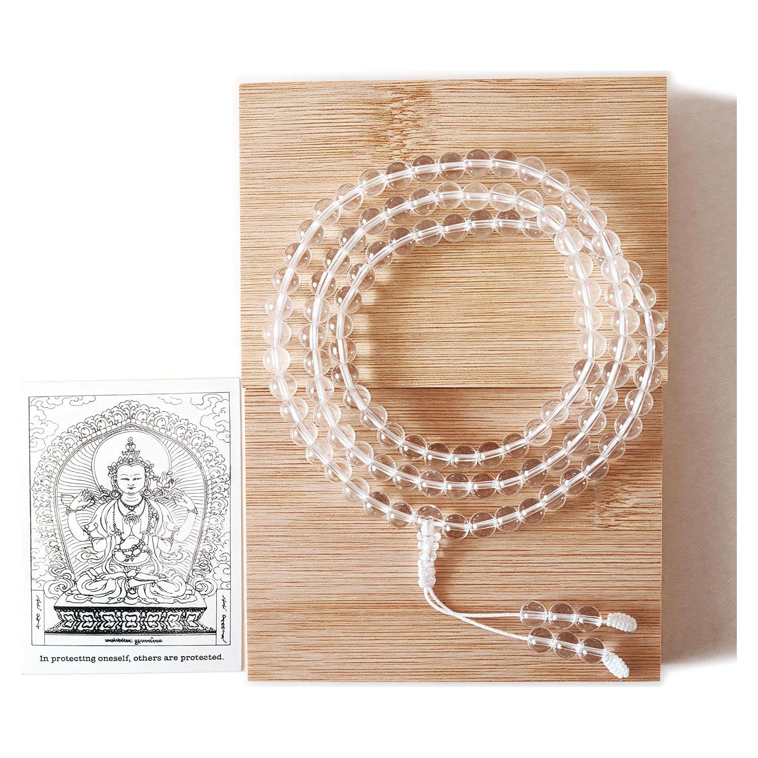 Mala de Cuentas de Cristal Natural Tibetano 108 Sphatik