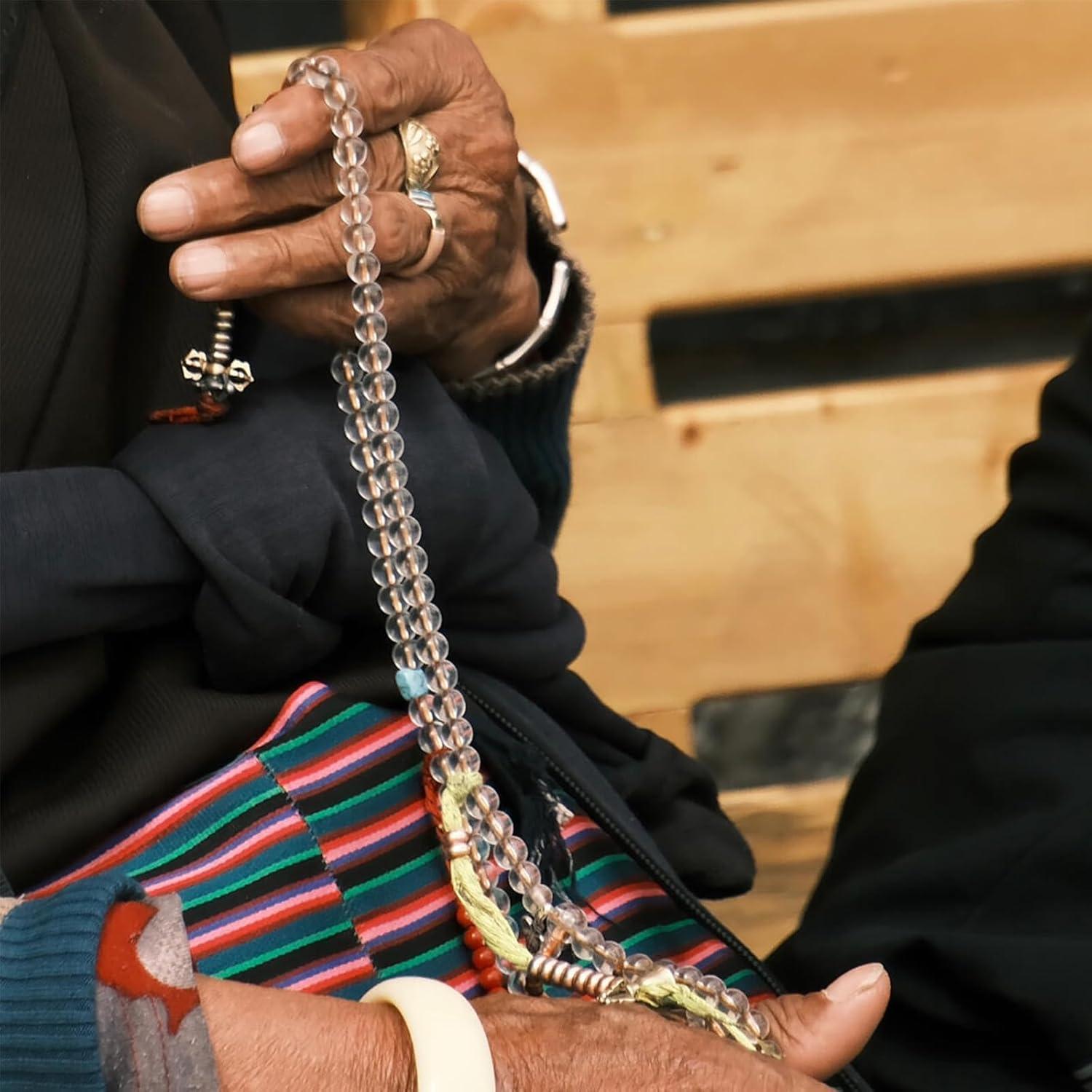 Mala de Cuentas de Cristal Natural Tibetano 108 Sphatik