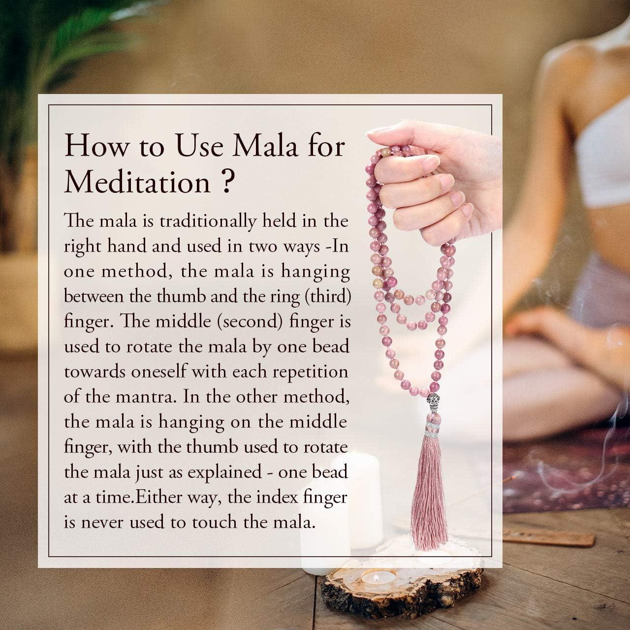 Collar de cuentas mala de 108 Top Plaza con borlas de cristal