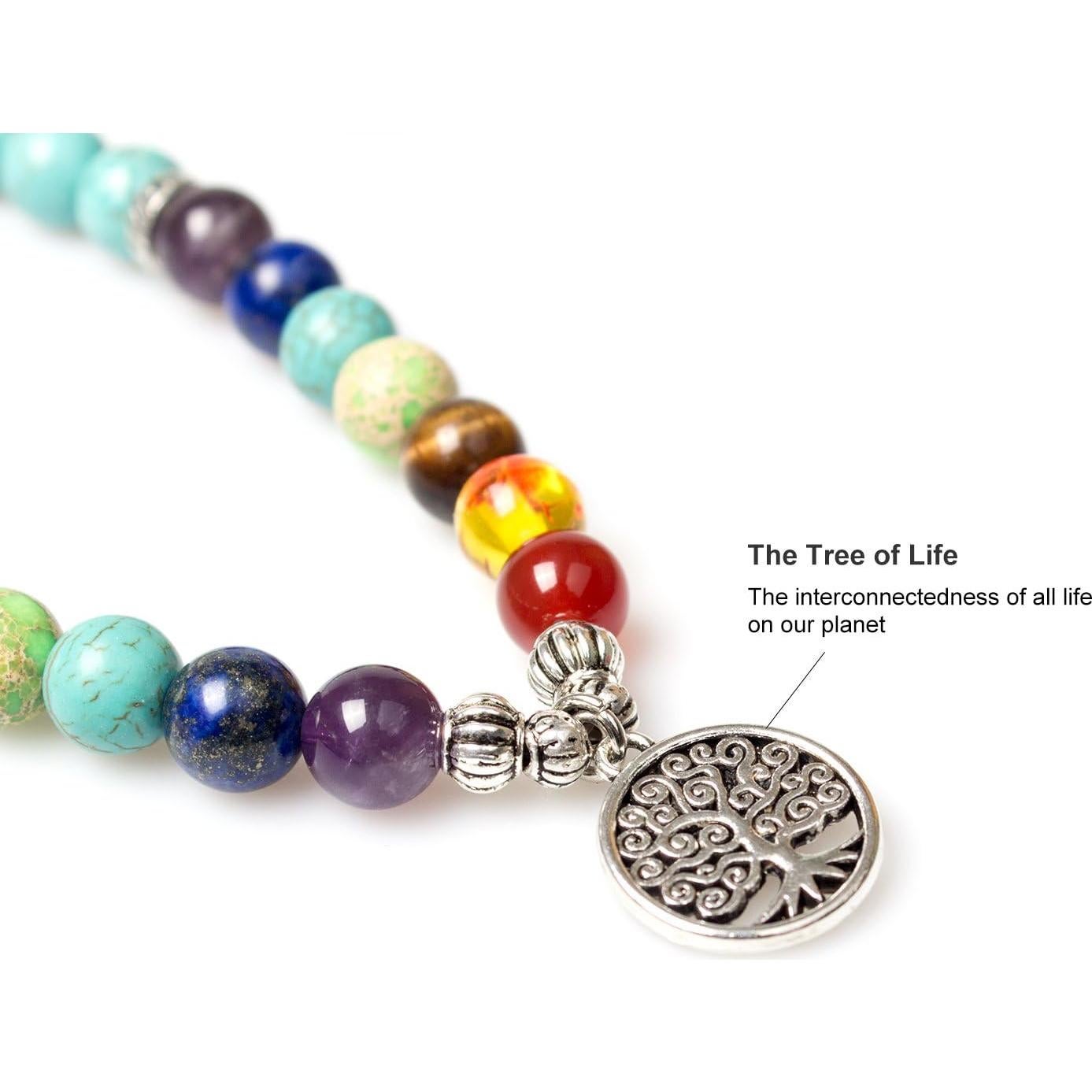 Collar Mala 108 Cuentas Chakra Turquesa Árbol de la Vida