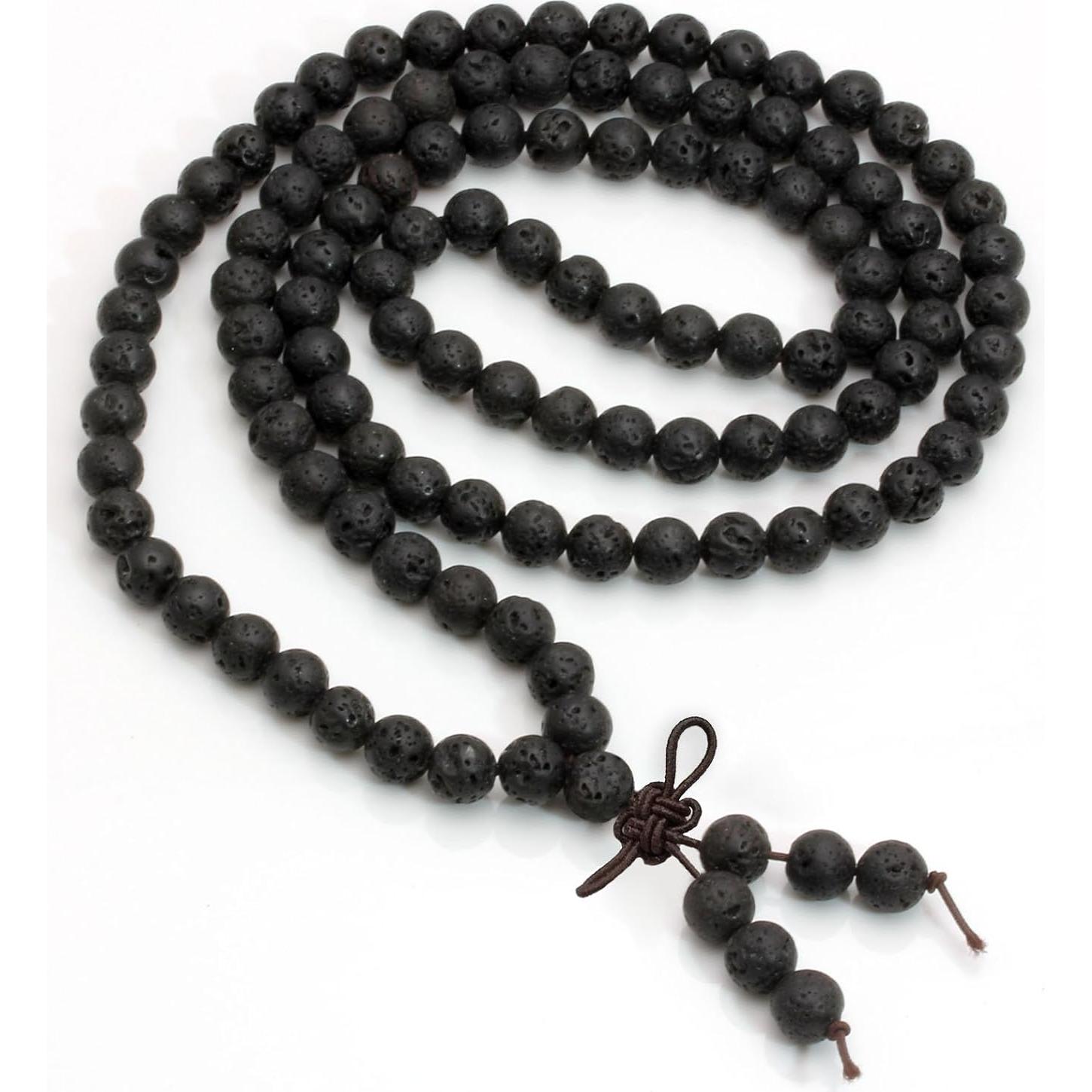 Pulsera Mala Tibetana MILAKOO 108 Cuentas de Lava 8mm