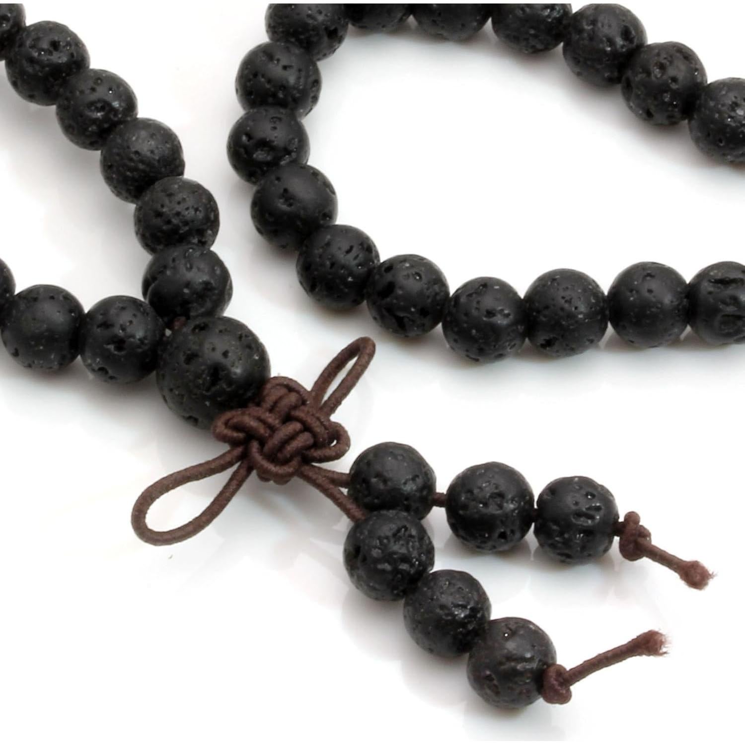 Pulsera Mala Tibetana MILAKOO 108 Cuentas de Lava 8mm