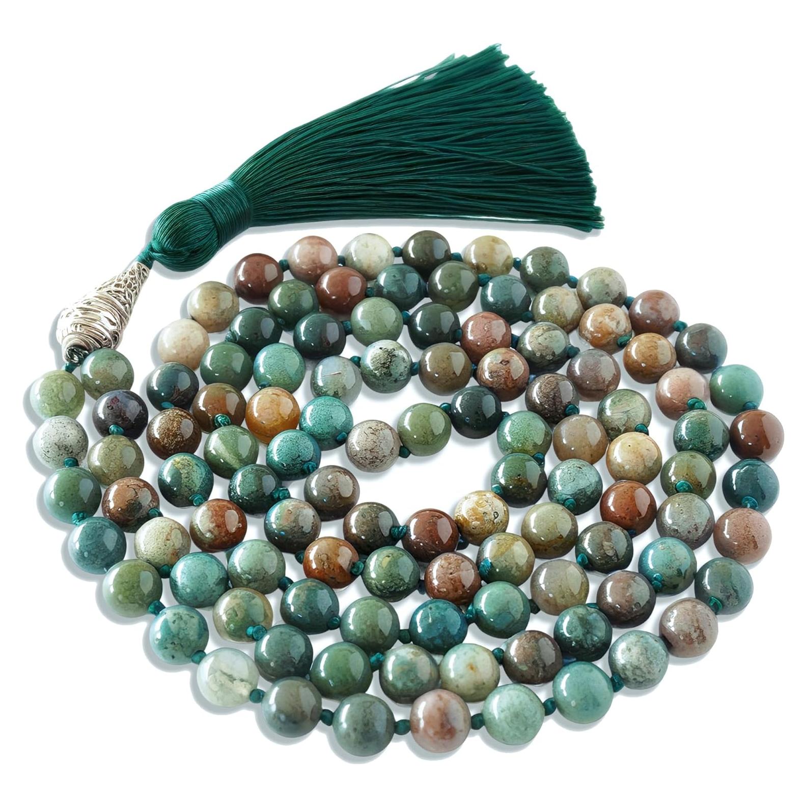 Collar Mala de 108 Cuentas Ágata India Natural 109.7 cm