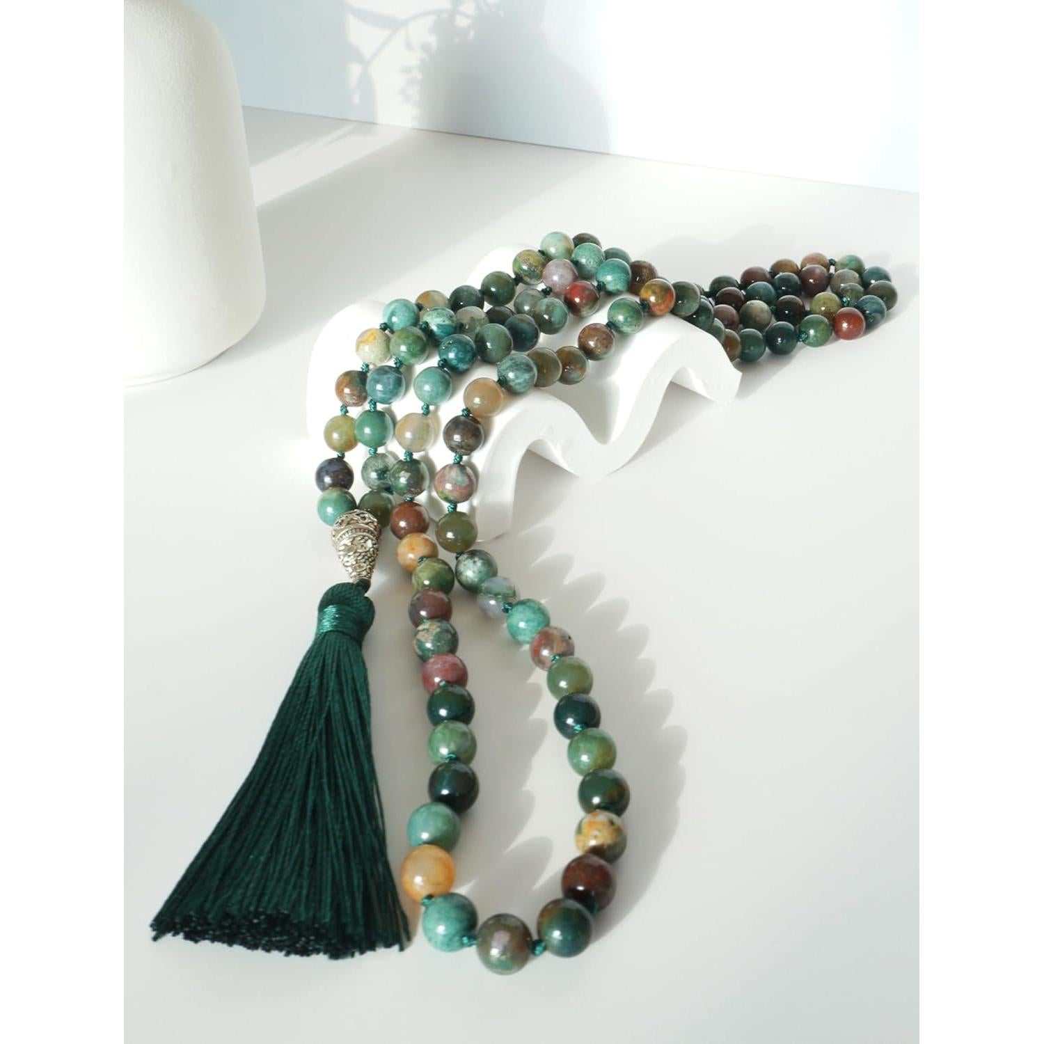 Collar Mala de 108 Cuentas Ágata India Natural 109.7 cm