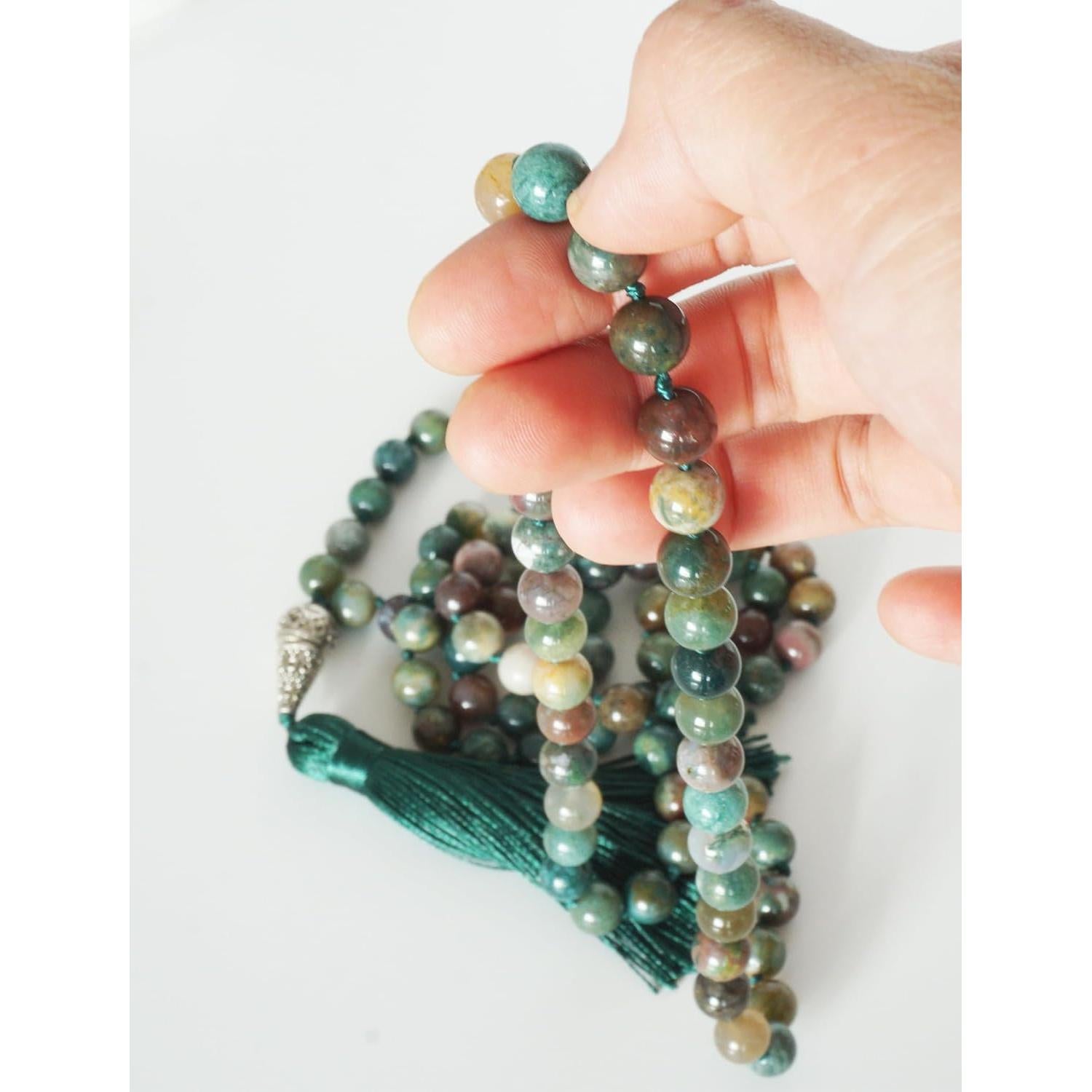 Collar Mala de 108 Cuentas Ágata India Natural 109.7 cm