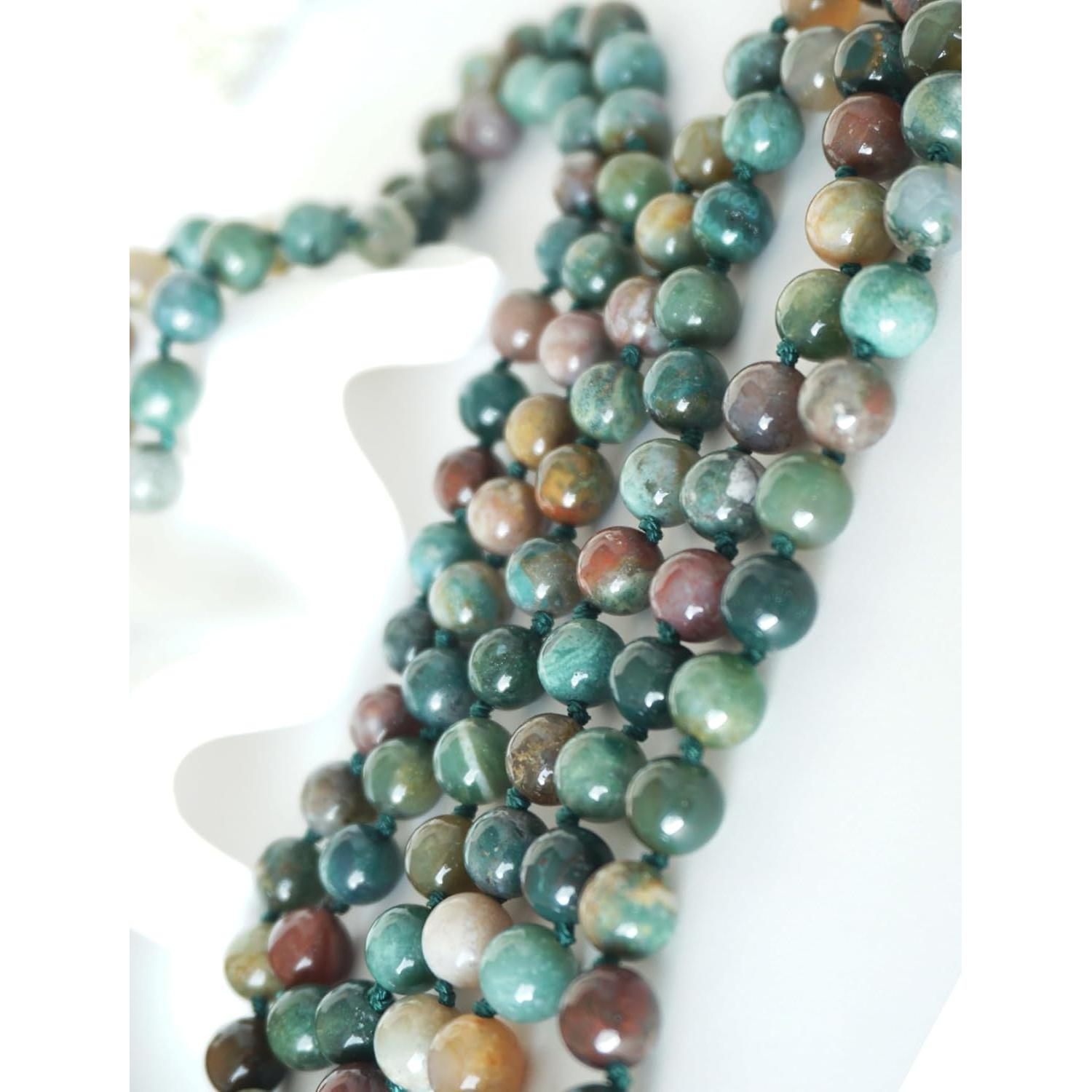 Collar Mala de 108 Cuentas Ágata India Natural 109.7 cm