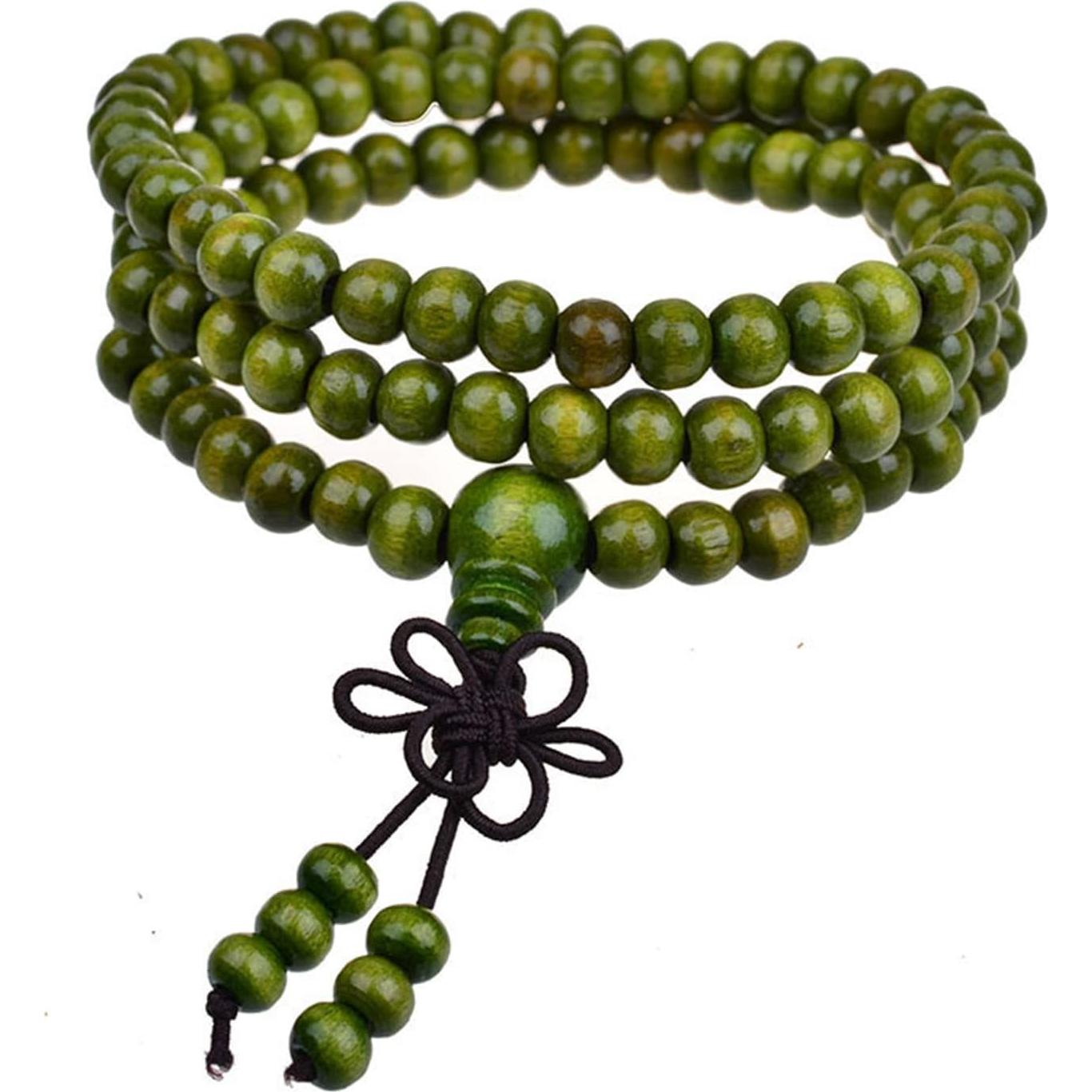 Pulsera de Meditación Mala 108 Cuentas de Madera Natural YFGOOD
