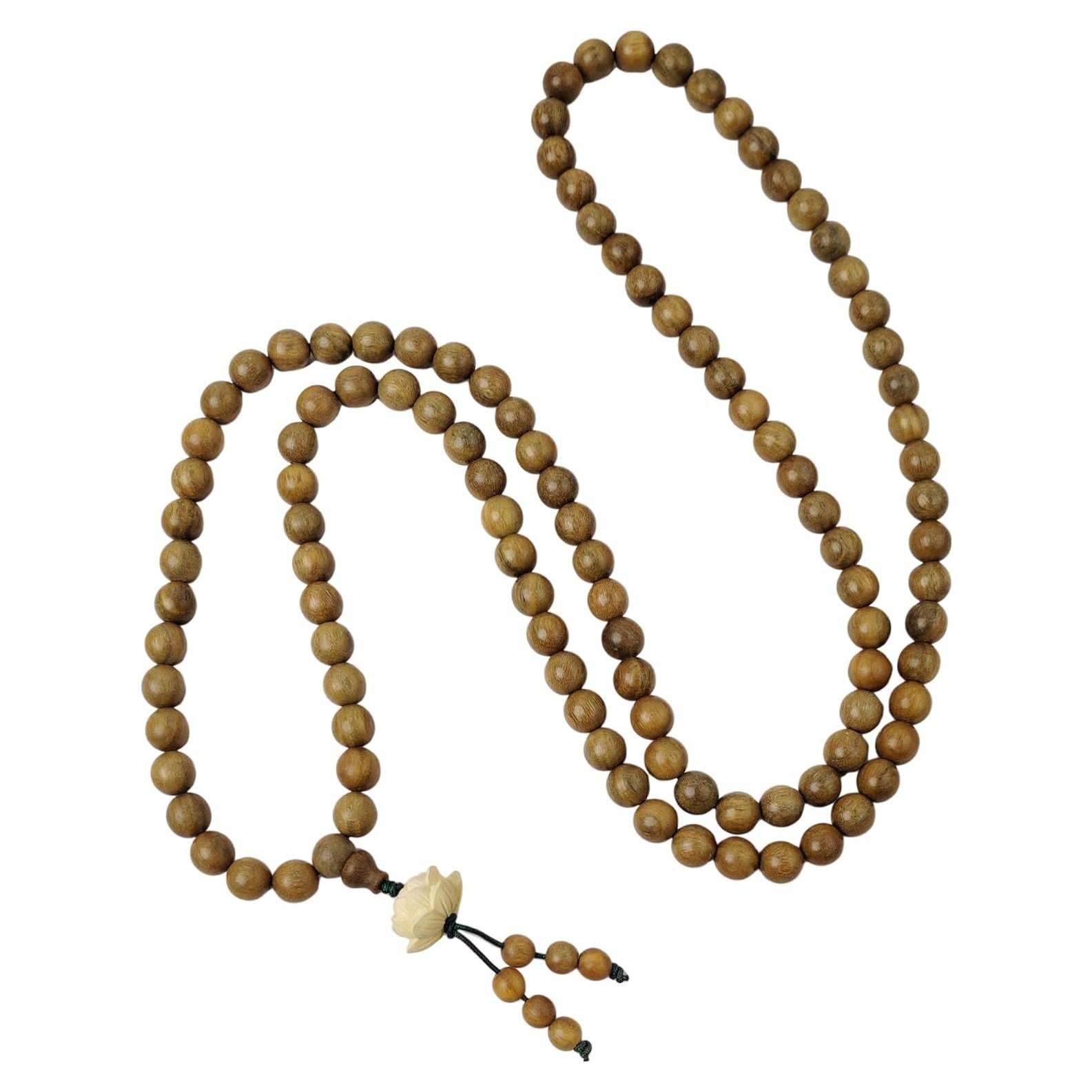 Collar Mala de Sándalo Verde Natural 108 Cuentas para Meditación