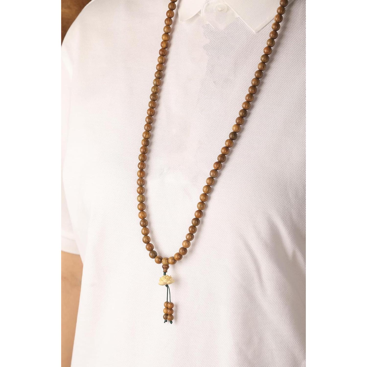 Collar Mala de Sándalo Verde Natural 108 Cuentas para Meditación