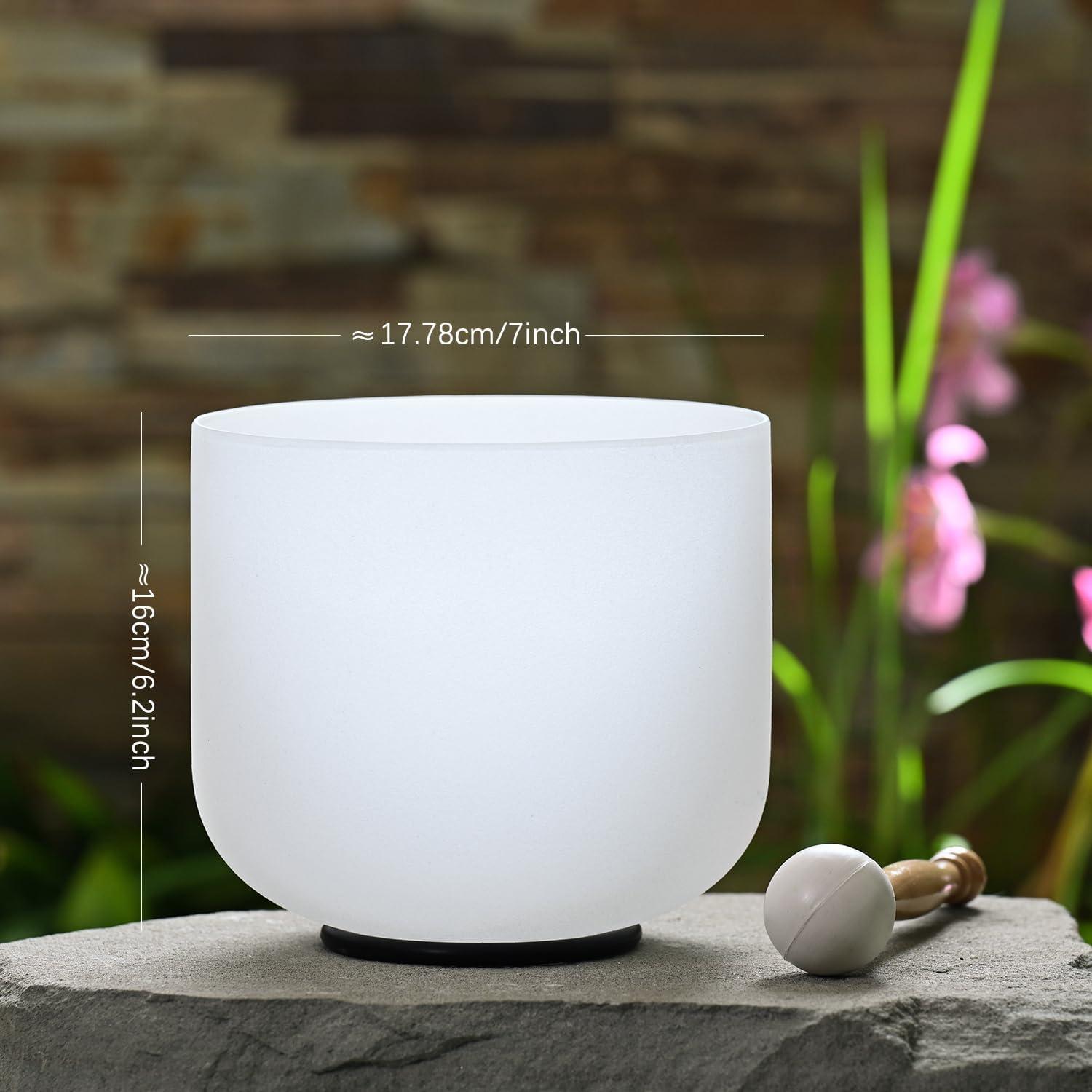 Bowl de Canto de Cuarzo 432HZ 17.78 cm Nota F Chakra Corazón