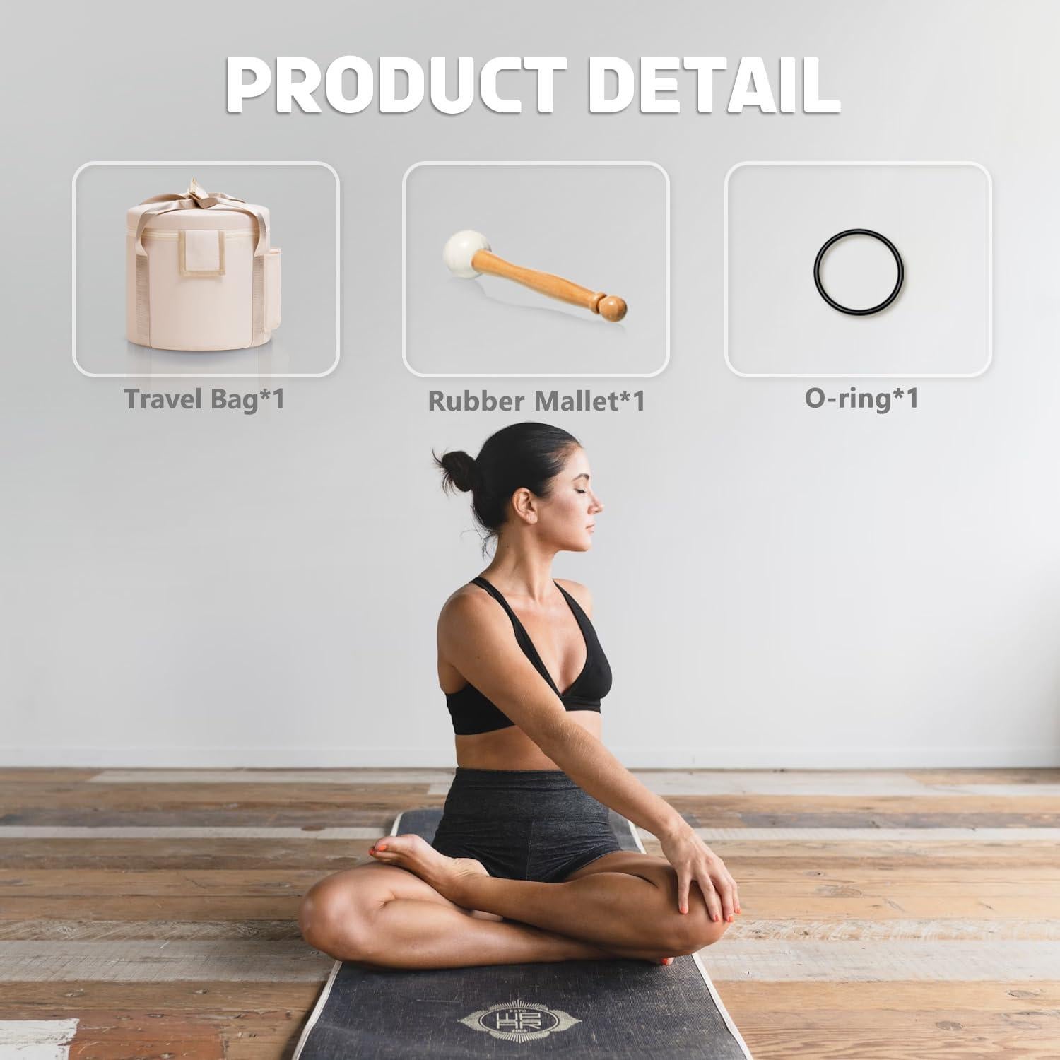 Bowl de Canto de Cuarzo 432HZ 17.78 cm Nota F Chakra Corazón