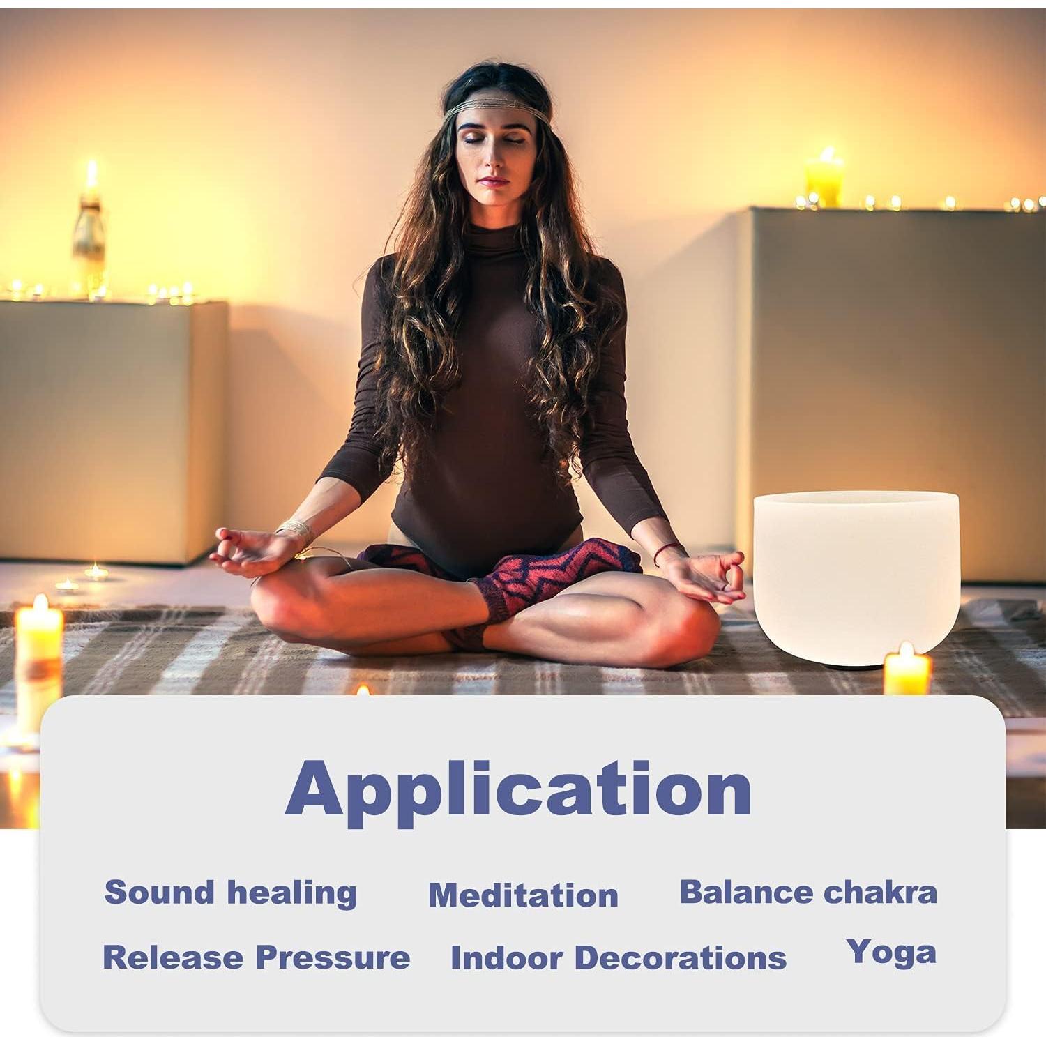 Bowl de Canto de Cuarzo Frosted 20.32 cm Nota D 432Hz CVNC