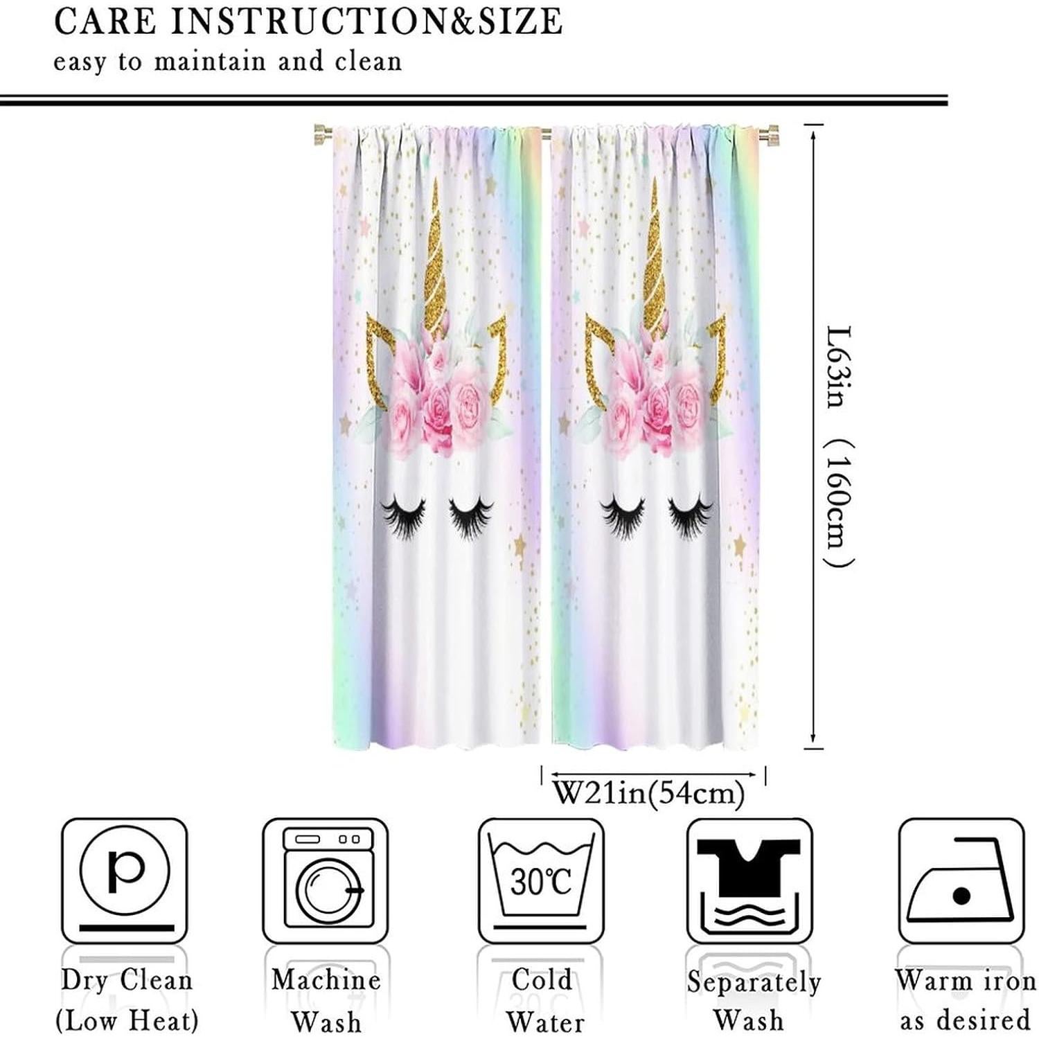 Cortinas de Unicornio SXXLDNG 2 Paneles 100% Poliester