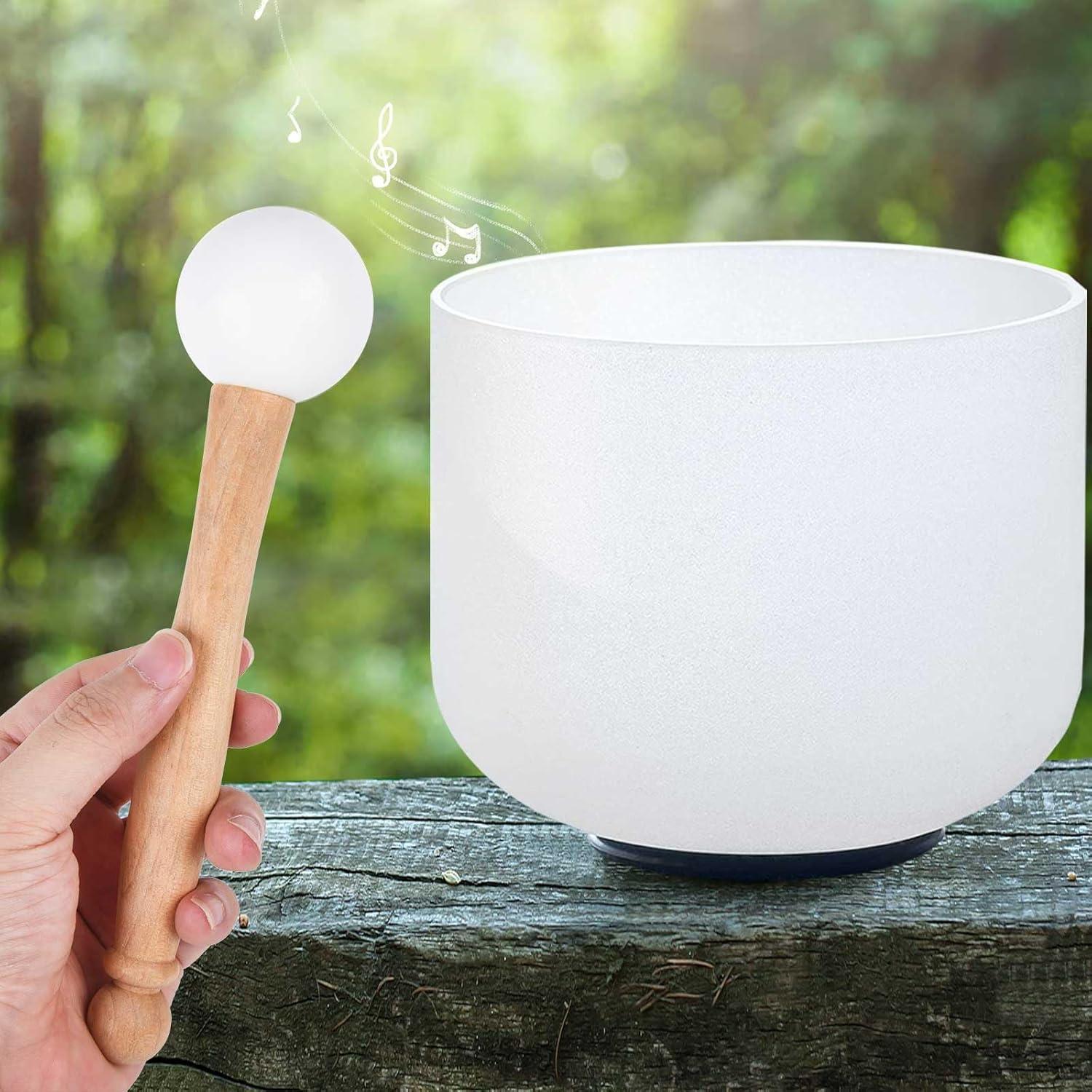 Mazo de Cuenco Cantante ChengFu de Cristal y Madera 20 cm