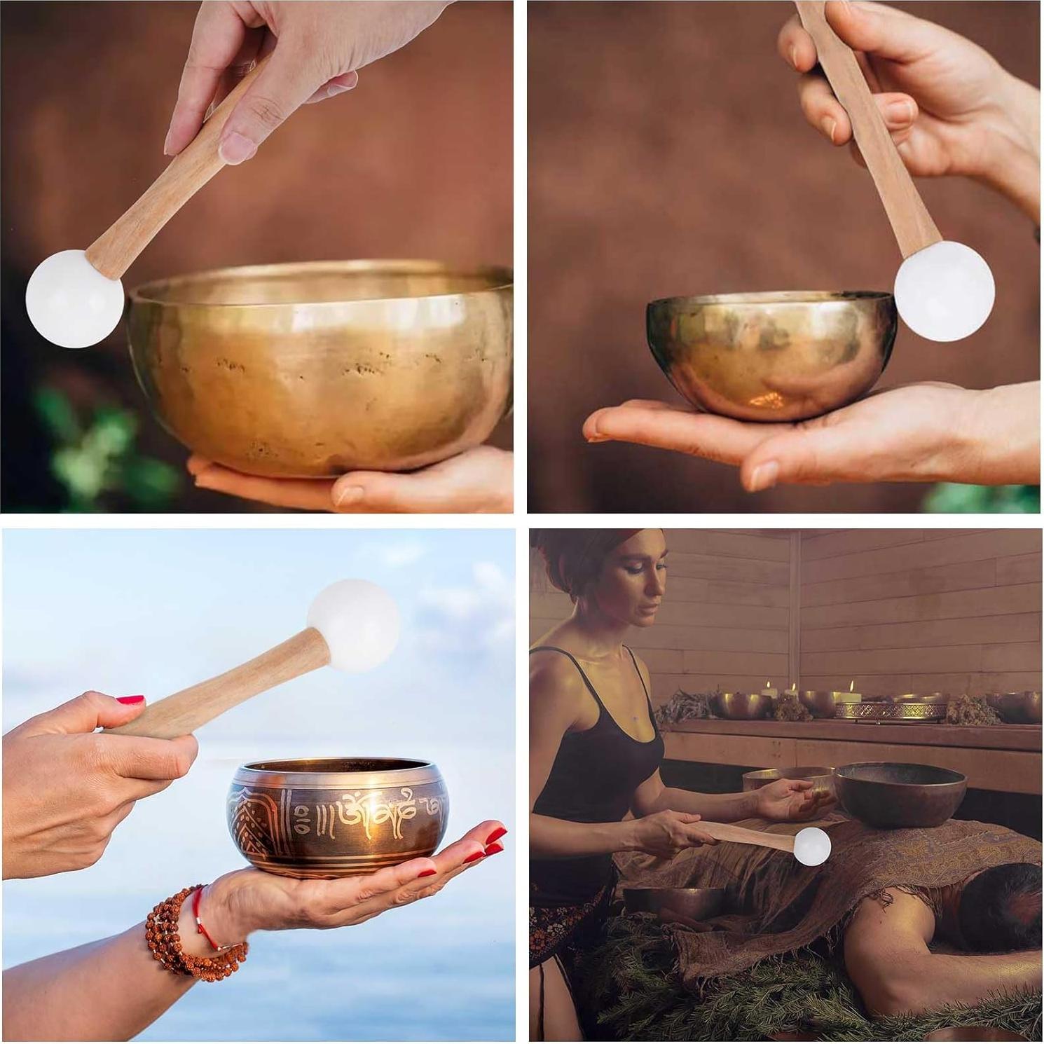 Mazo de Cuenco Cantante ChengFu de Cristal y Madera 20 cm