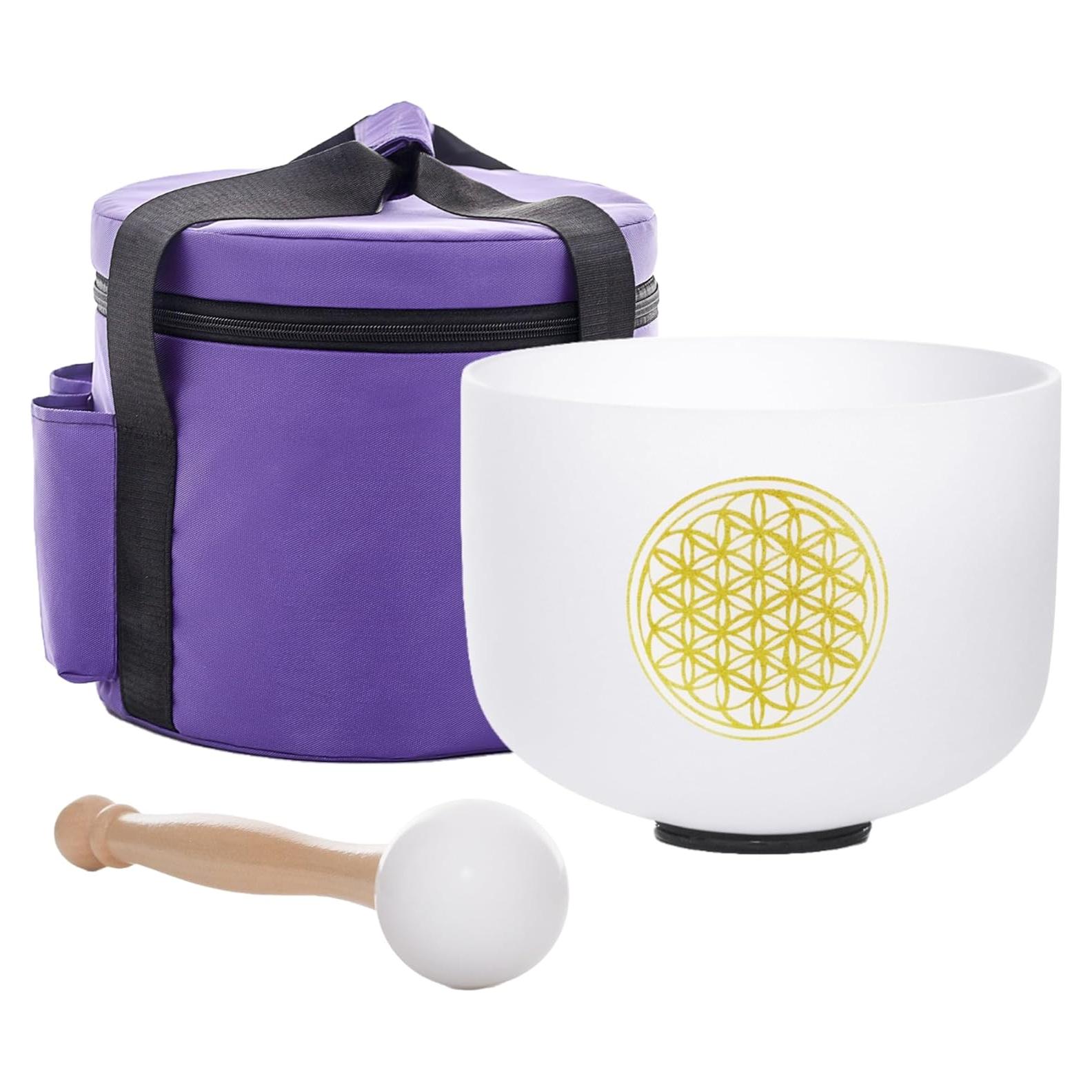 Cuenco de Canto de Cristal TRAYAYA 528Hz 8" Nota C Chakra Raíz