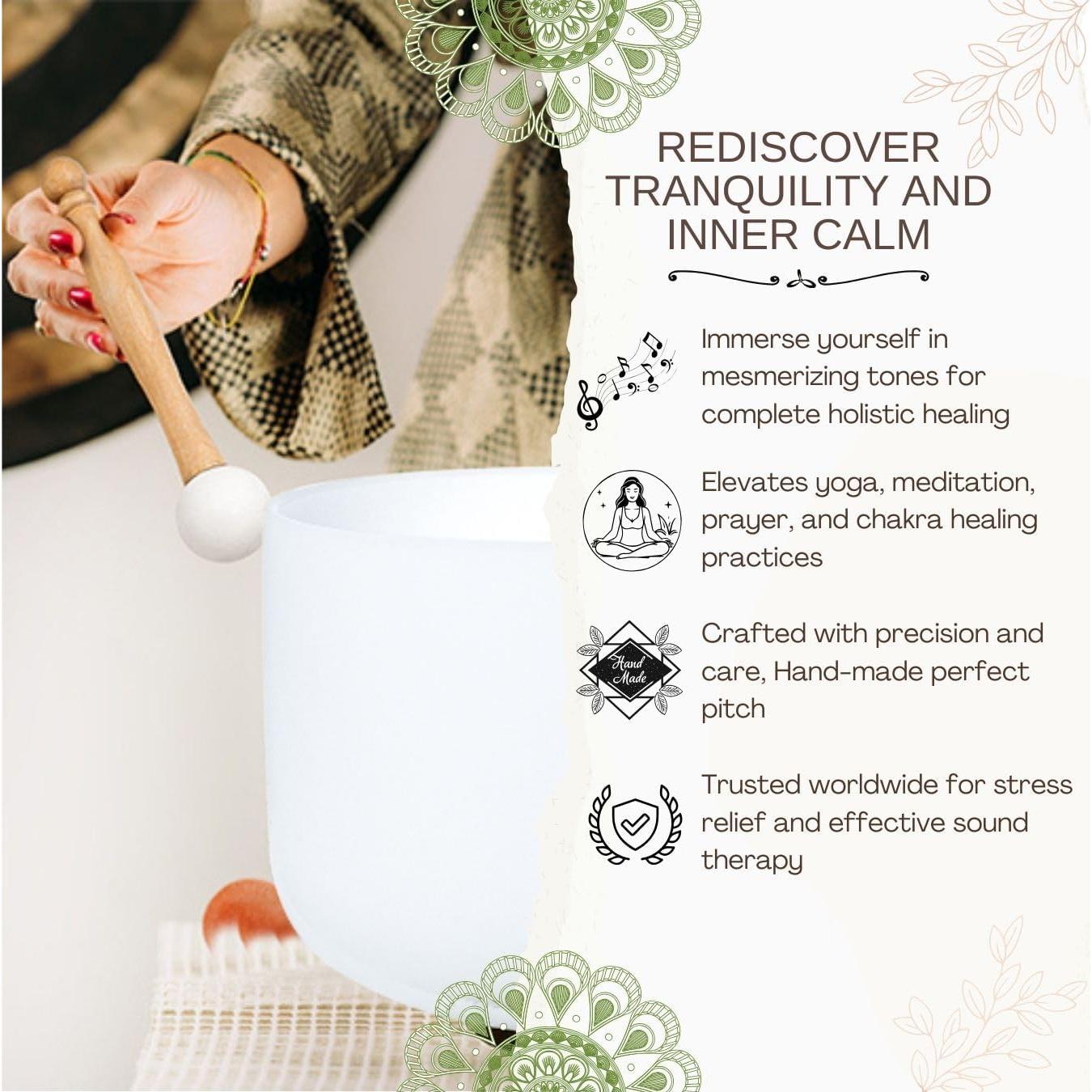 Tazón de Canto de Cuarzo 20 cm Blanco G Nota Chakra