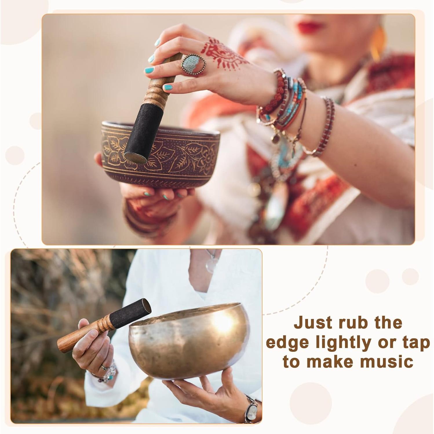 Martillos de Tazón Cantante Tibetano Nuanchu - 2 Piezas 17.78 cm y 11.94 cm