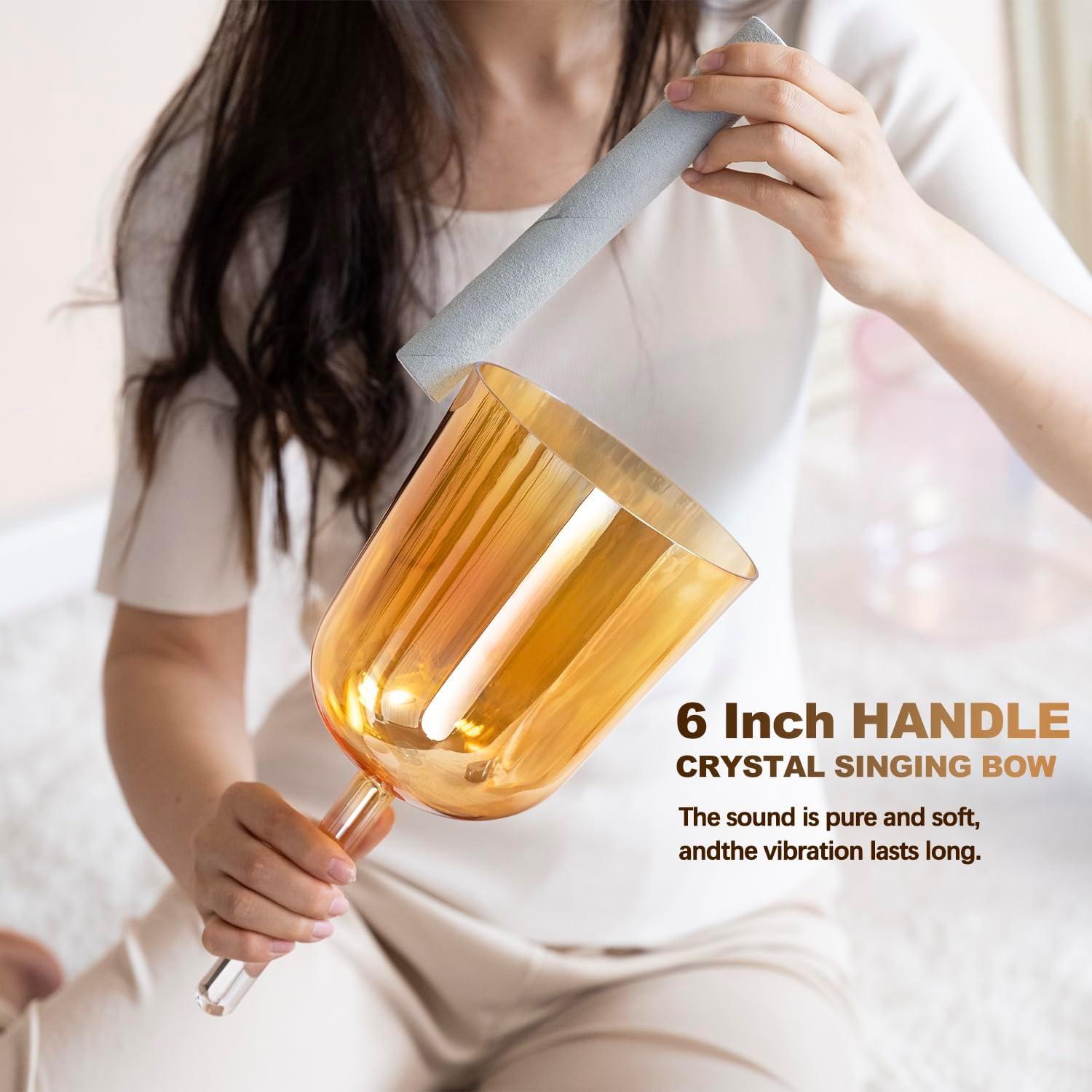 Cuenco de Cuarzo 15.24 cm Nota F Té Dorado con Mango y Bolsa