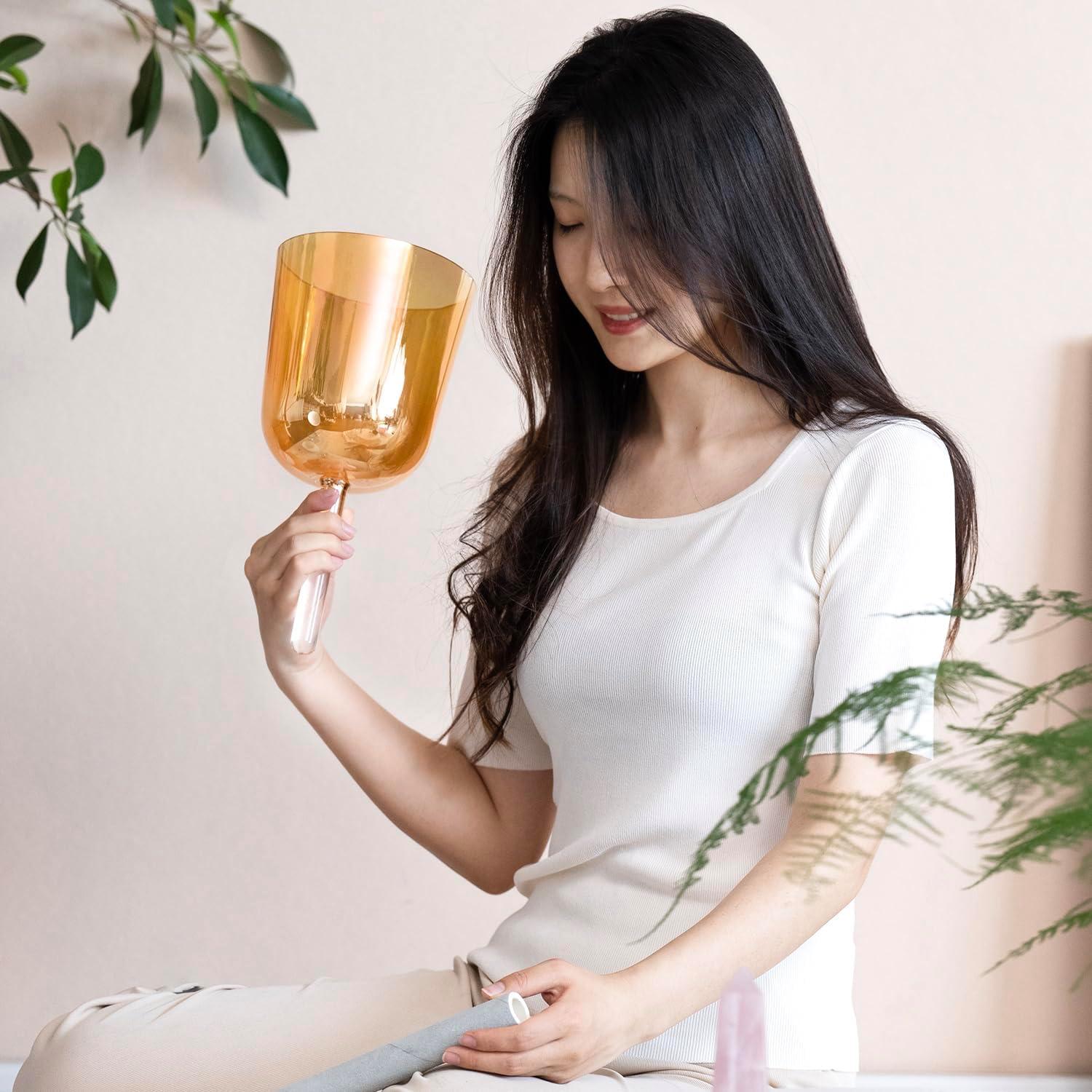 Cuenco de Cuarzo 15.24 cm Nota F Té Dorado con Mango y Bolsa